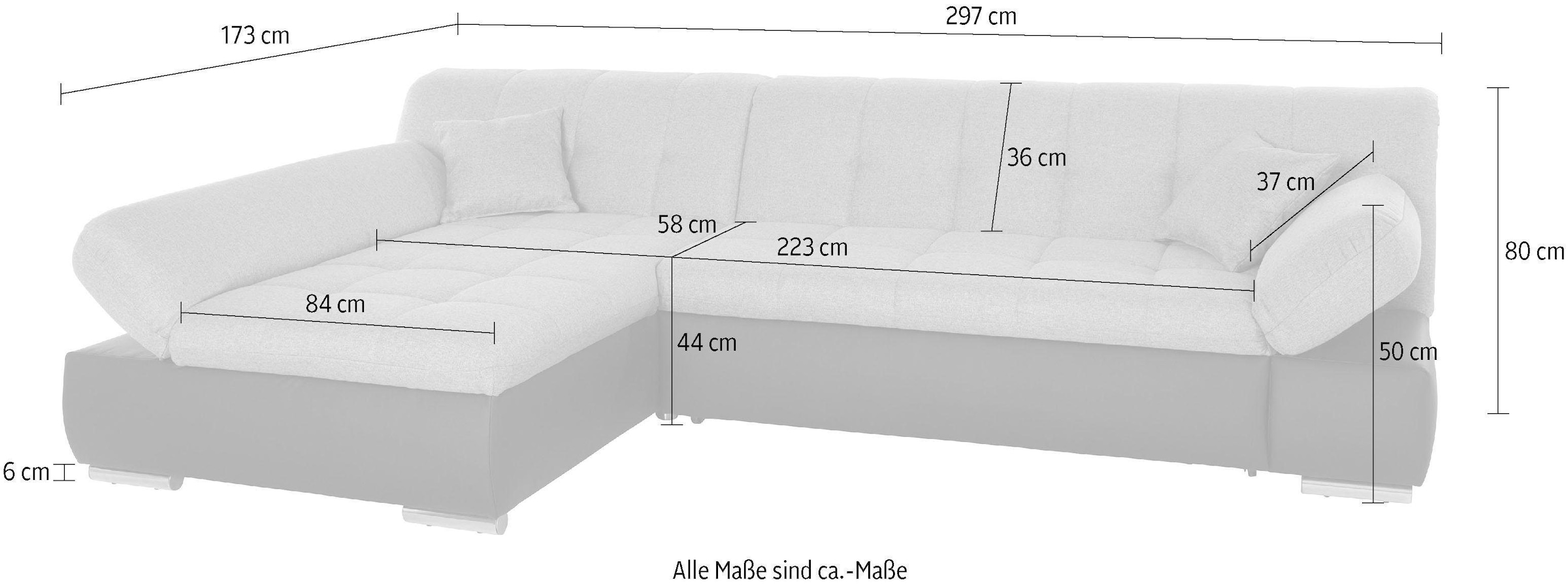 DOMO collection Ecksofa »Mona L-Form«, wahlweise mit Bettfunktion