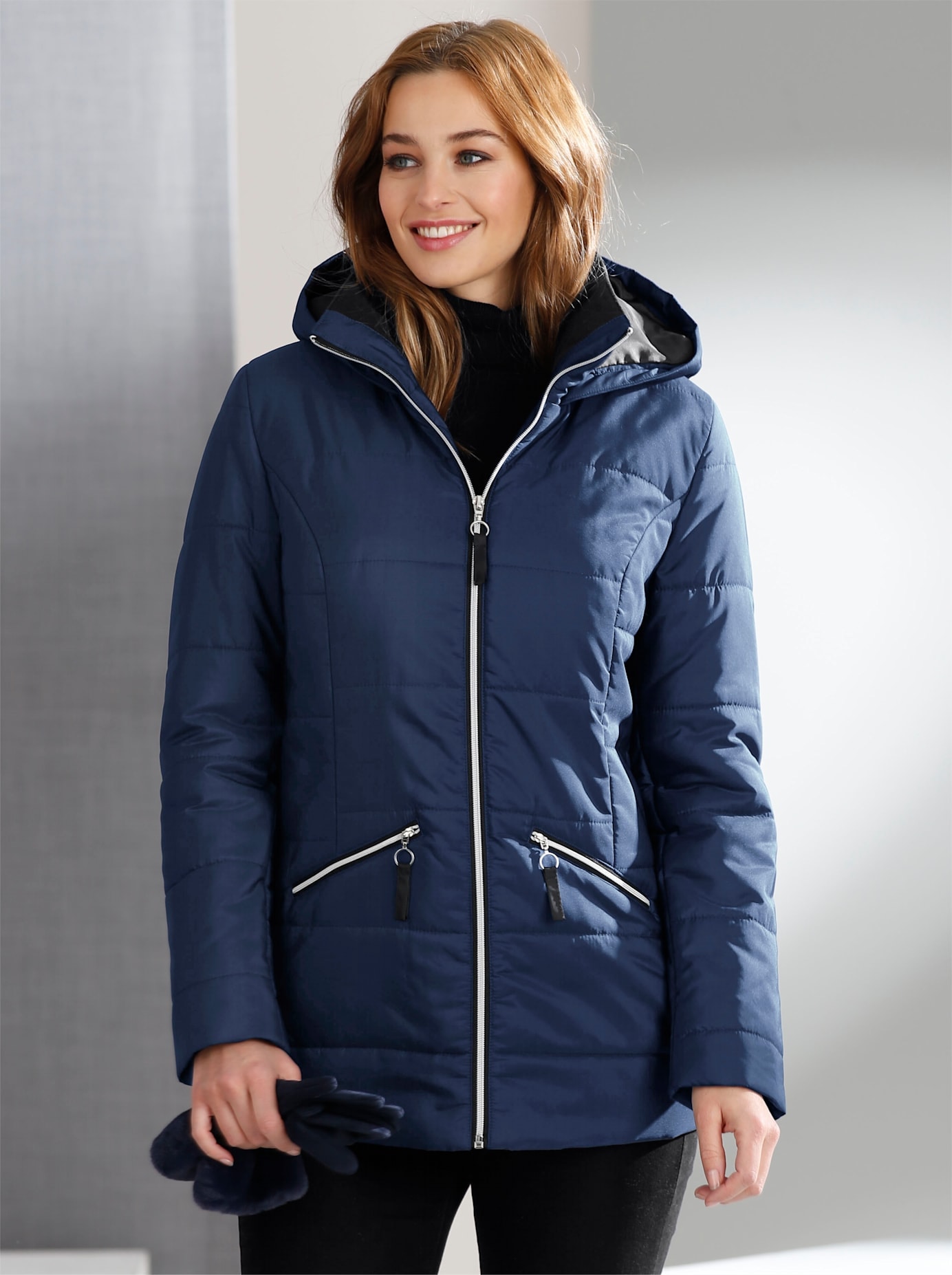 Classic Basics Steppjacke, mit Kapuze