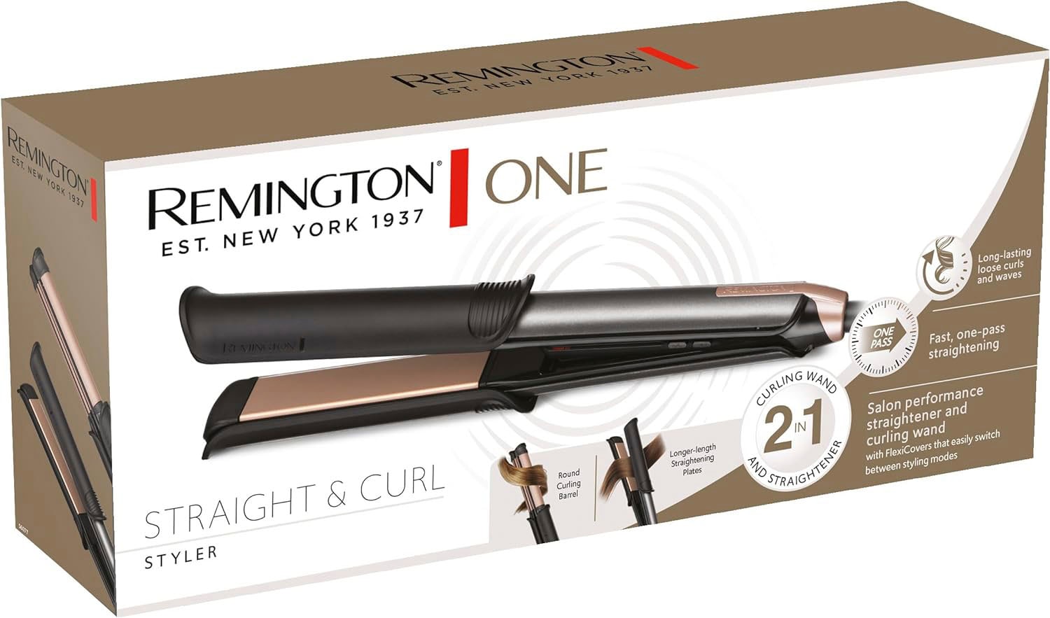 Remington Glätteisen »S6077 ONE Straight & Curl Styler«, 2in1  Styler,Glätt-/Lockenmodus mit zuschaltbarer beheizter Außenfläche mit 3  Jahren XXL Garantie