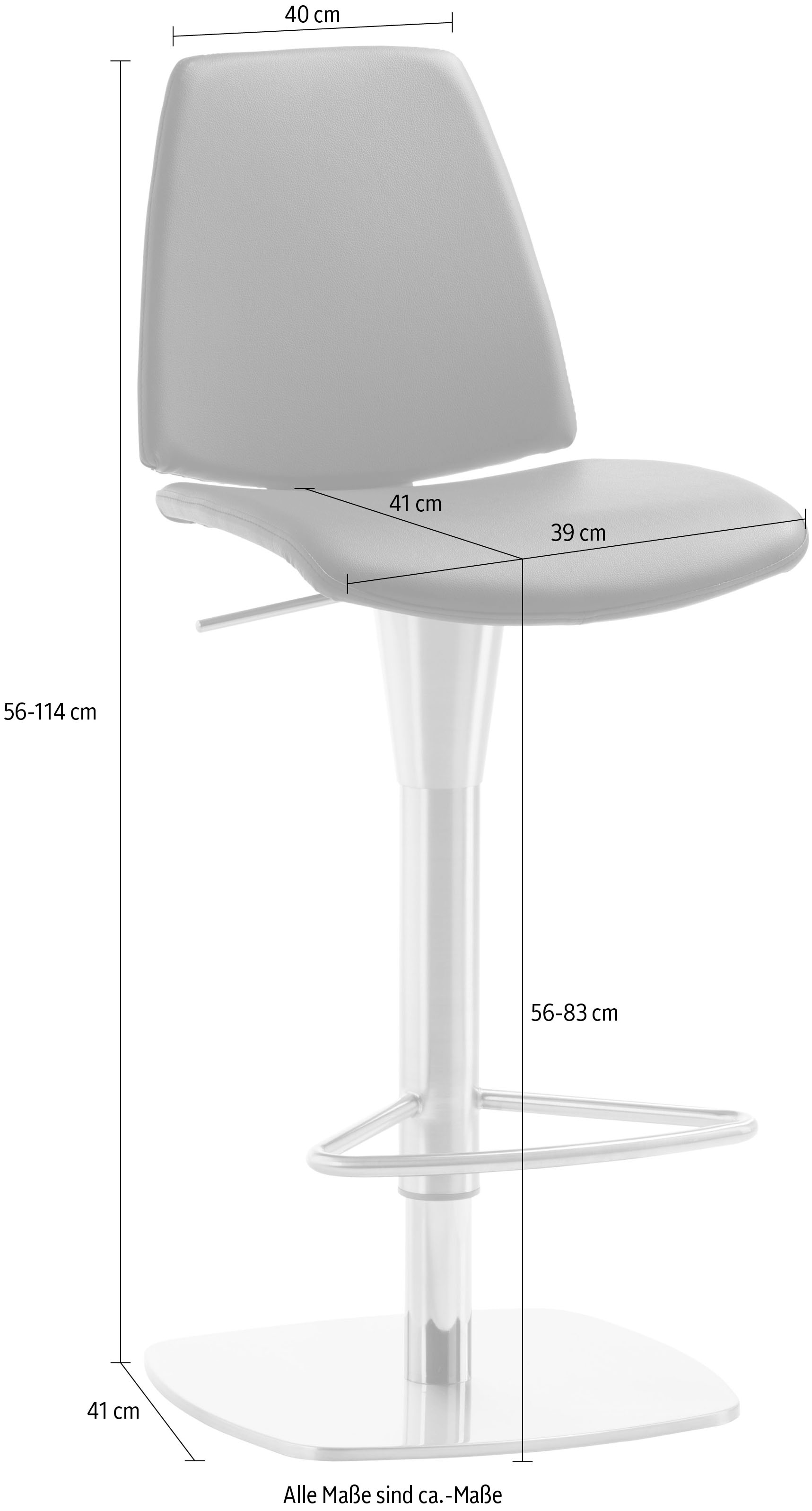 Mayer Sitzmöbel Barhocker »Bar- und Tresenhocker myMONTANA LINE«, Gestell Chrom gebürstet Edelstahllook