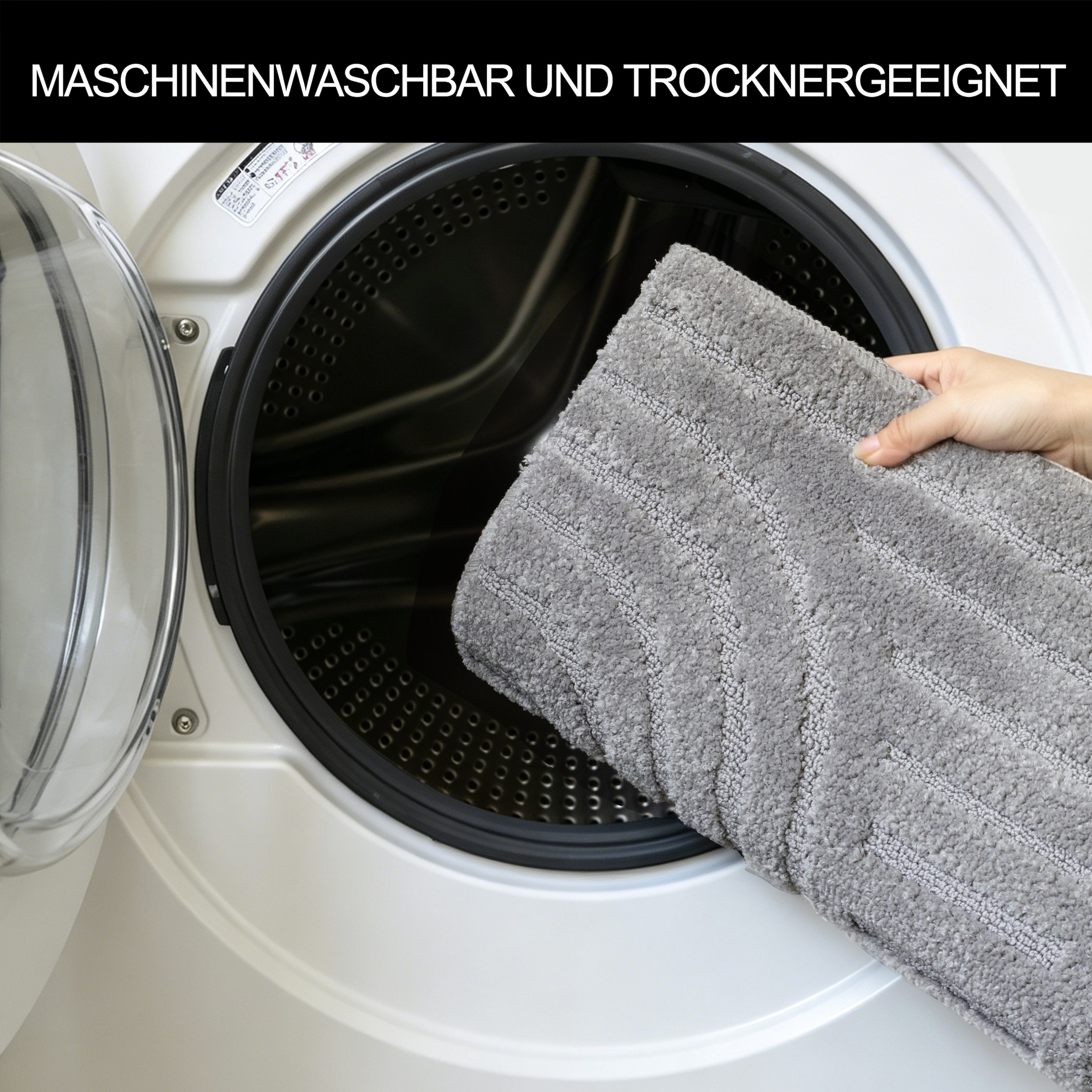 OTTO home »Zen, Badvorleger, Badezimmer Teppich, Duschvorleger« Höhe 10 mm rutschhemmend beschichtet fußbodenheizungsgeeignet | schnell trocknend Uni Farben, Hoch-Tief-Effekt, modernes Muster, Zen