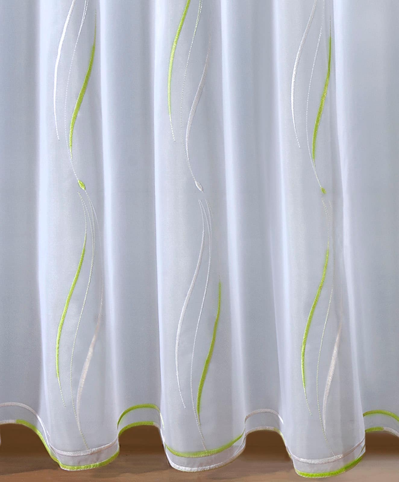 Weckbrodt Gardine »VIVIEN«, (1 St.), echte Stickerei, Voile, Allover, Motiv, Halbtransparent, gebogt, Store