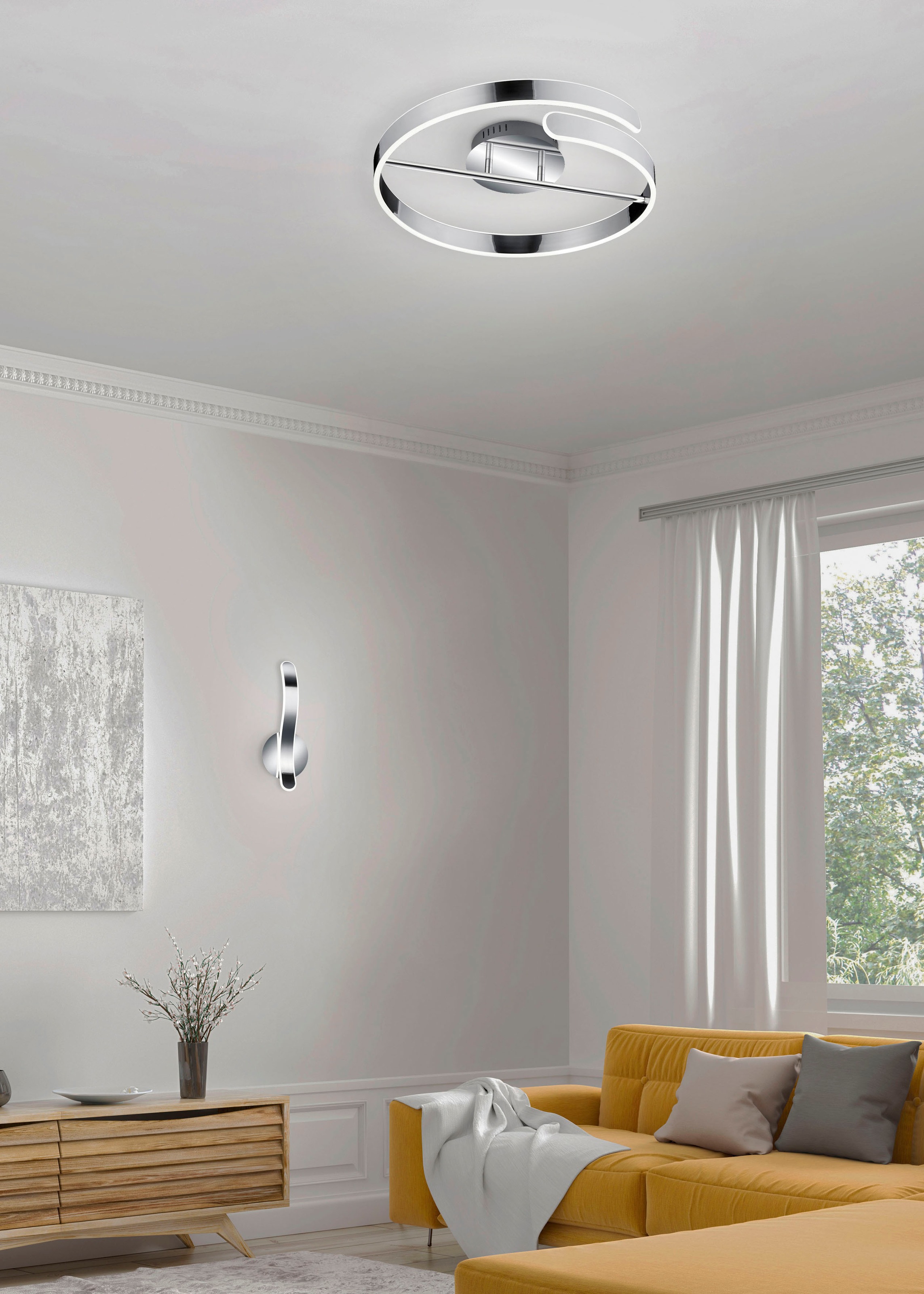 REALITY Leuchten LED Wandleuchte »Parma«, 1 flammig, Leuchtmittel LED-Board | LED fest integriert, Wandlampe mit indirekter Beleuchtung, neutralweiß 4000K, 11W dimmbar