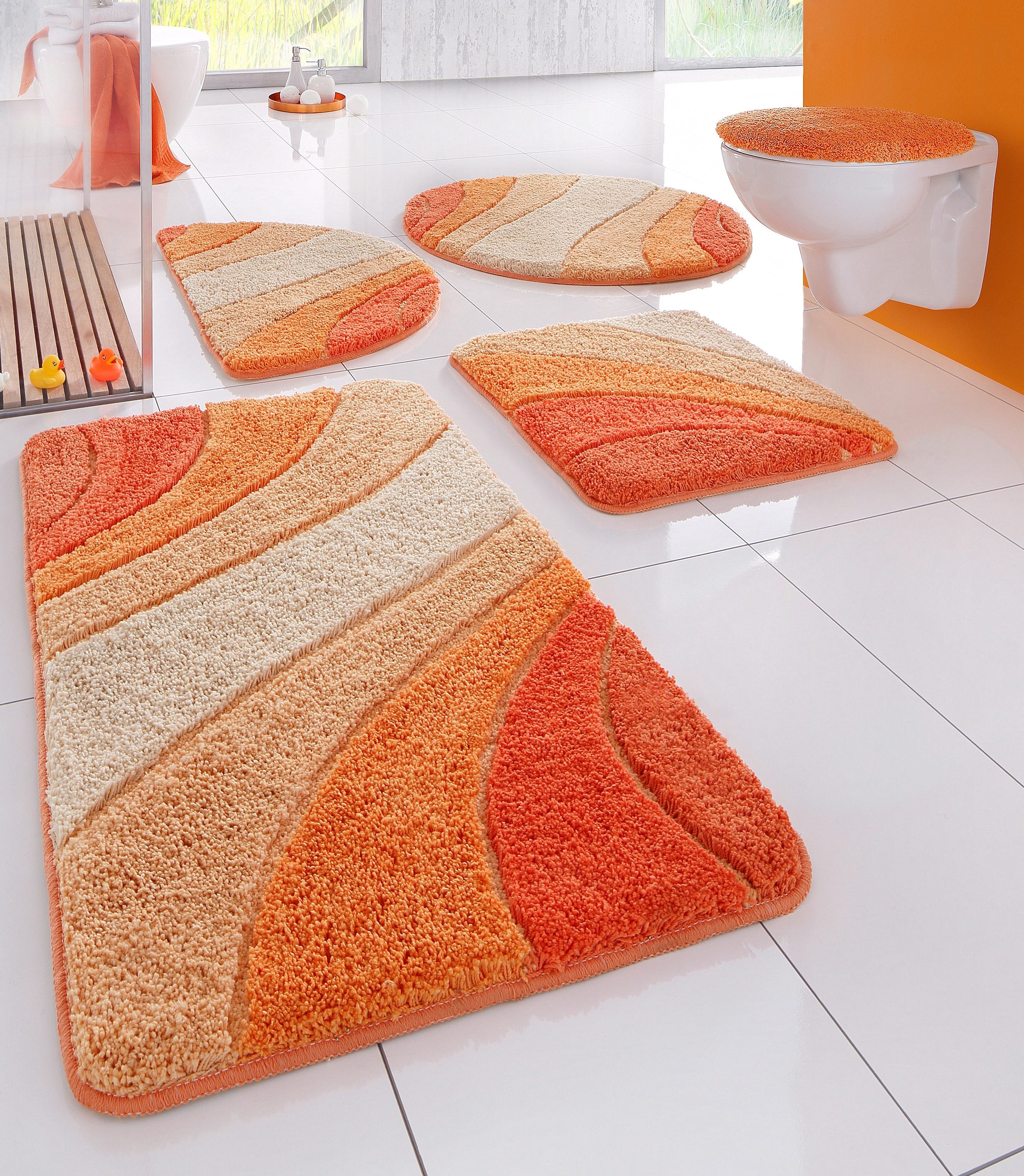 my home Badematte »Josie, Badvorleger, Badezimmer Teppich«, rutschhemmend beschichtet, fußbodenheizungsgeeignet-schnell trocknend-strapazierfähig, Badteppich, Badematten, rechteckig, rund & als 3-tlg. Set erhältlich