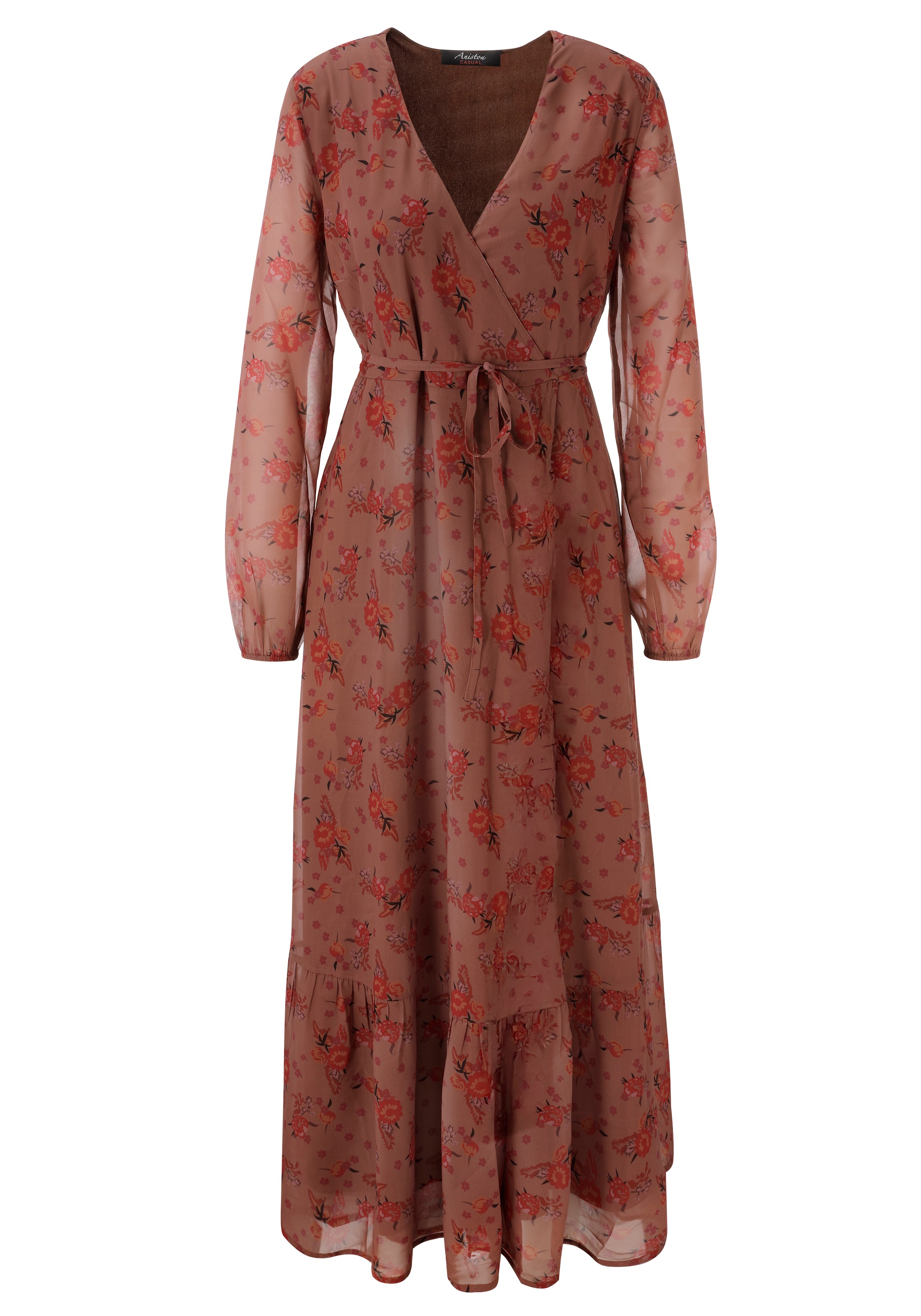Aniston CASUAL Wickelkleid mit Bindeband,  mit farbharmonischem Blumendruck - NEUE KOLLEKTION