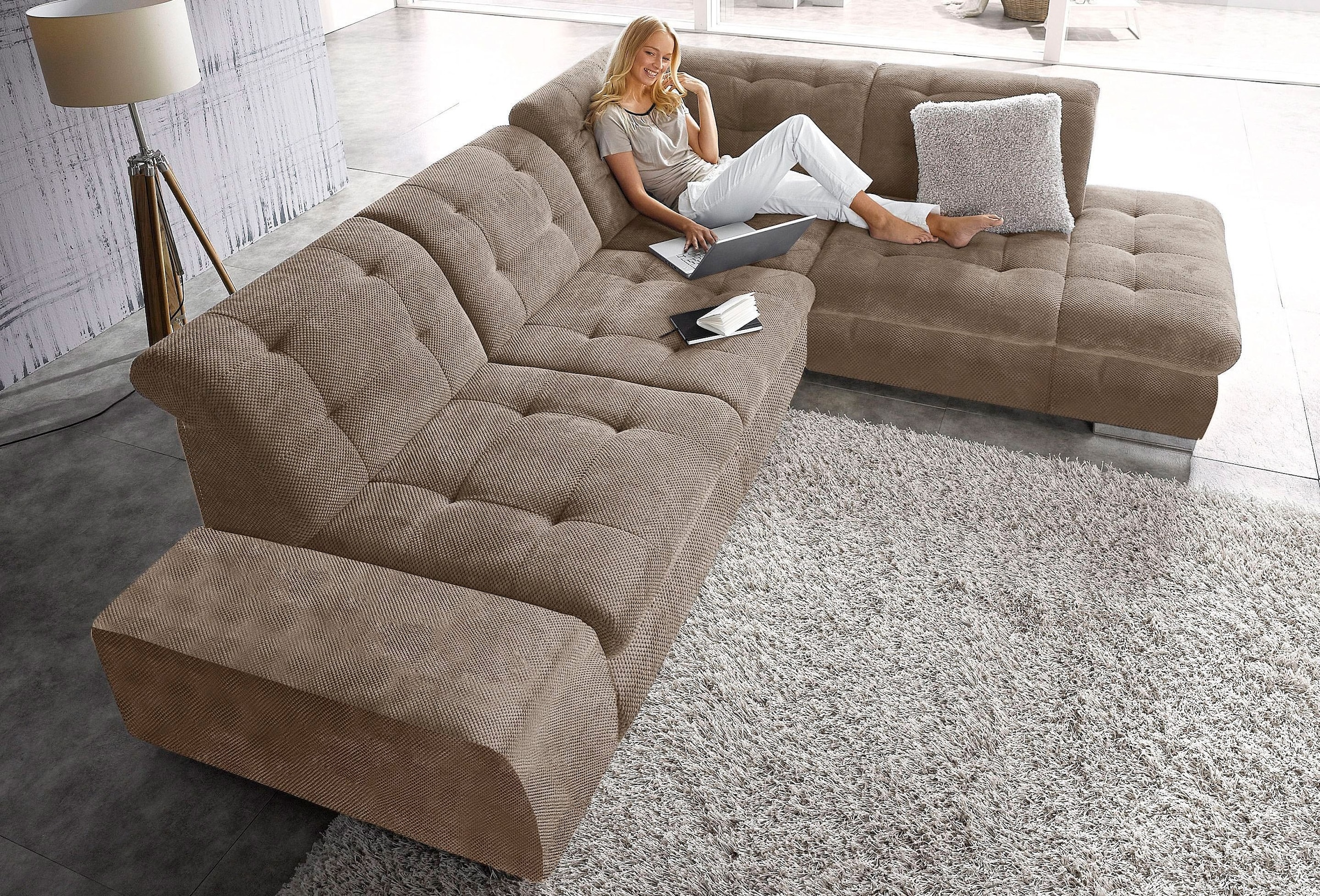 sit&more Ecksofa »Pale L-Form«, inklusive Kopfteilverstellung, wahlweise mit Bettfunktion