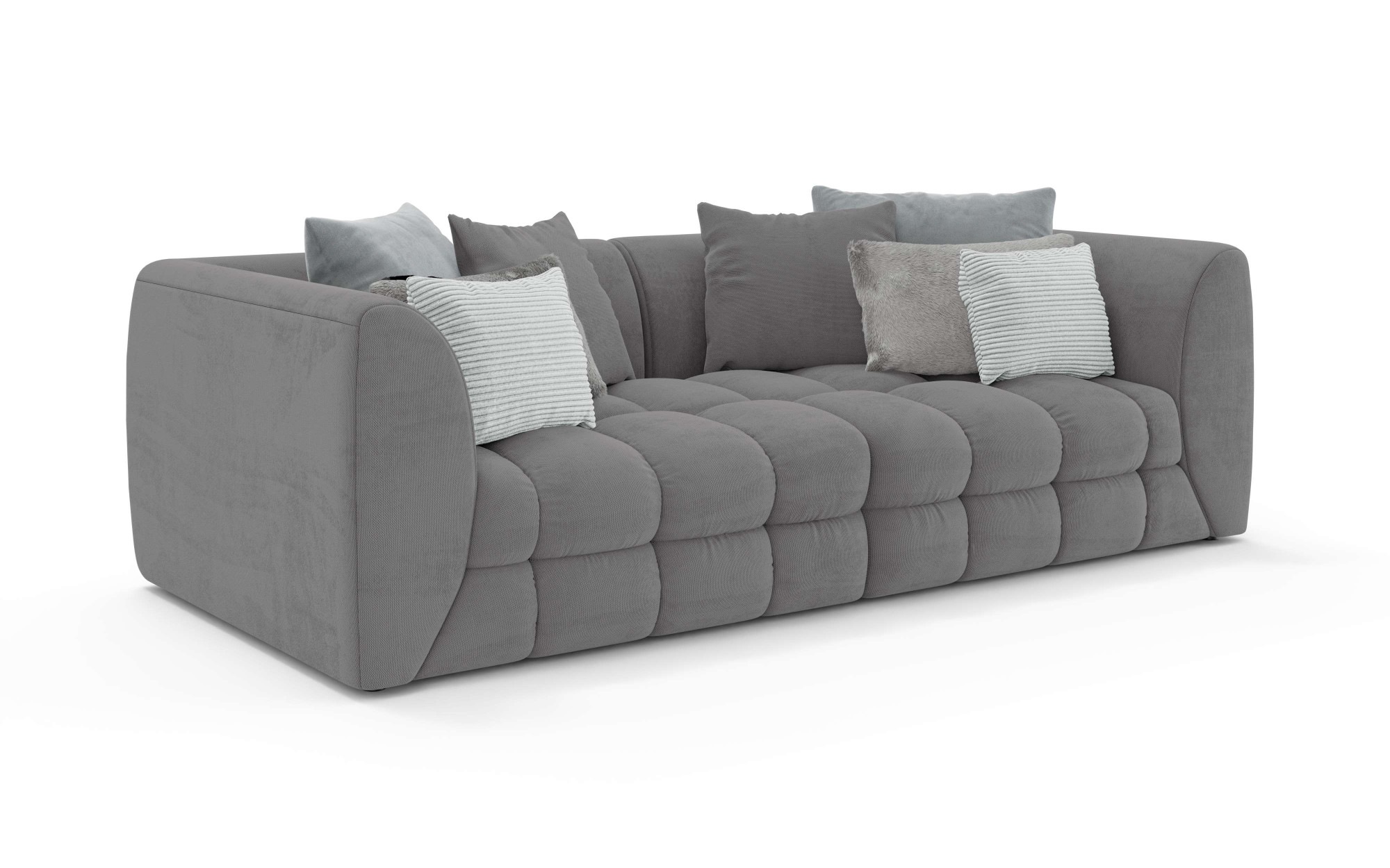 s.Oliver Big-Sofa »COBBO 3-Sitzer Design-Sofa Bubble-Optik, Maße B/T/H: 259/126/104 cm«, mit vielen Kissen, moderne Steppung und hoher Sitzkomfort