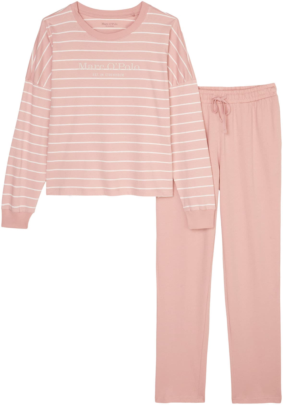 Marc O'Polo Pyjama »Mix & Match Cotton-Woven«, (Set, 2 tlg.), mit Oberteil in Ringel-Optik