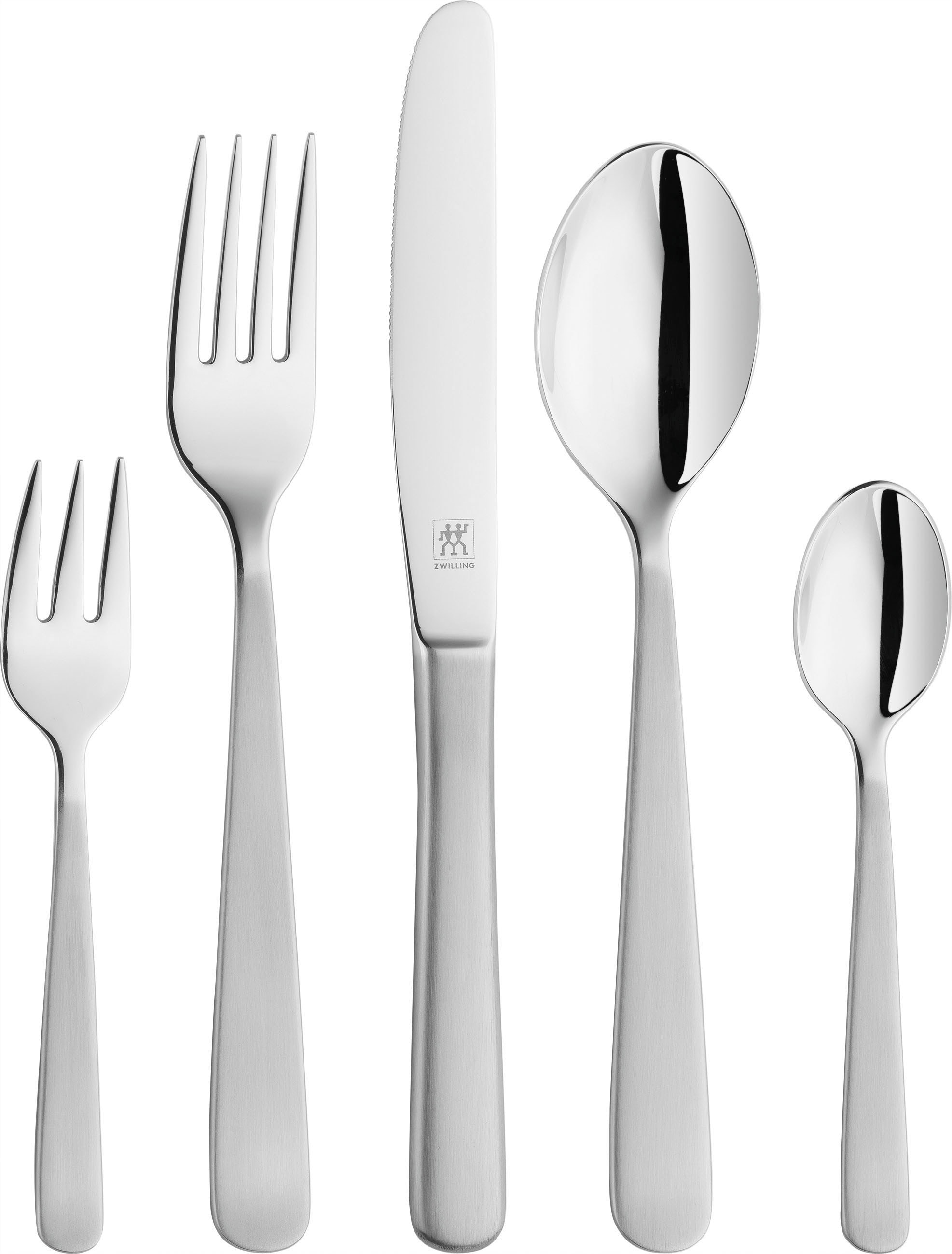 Zwilling Besteck-Set »Trend«, (Set, 60 tlg.), klassische, geschwungene Form, rostfreier Edelstahl 18/10, mattiert