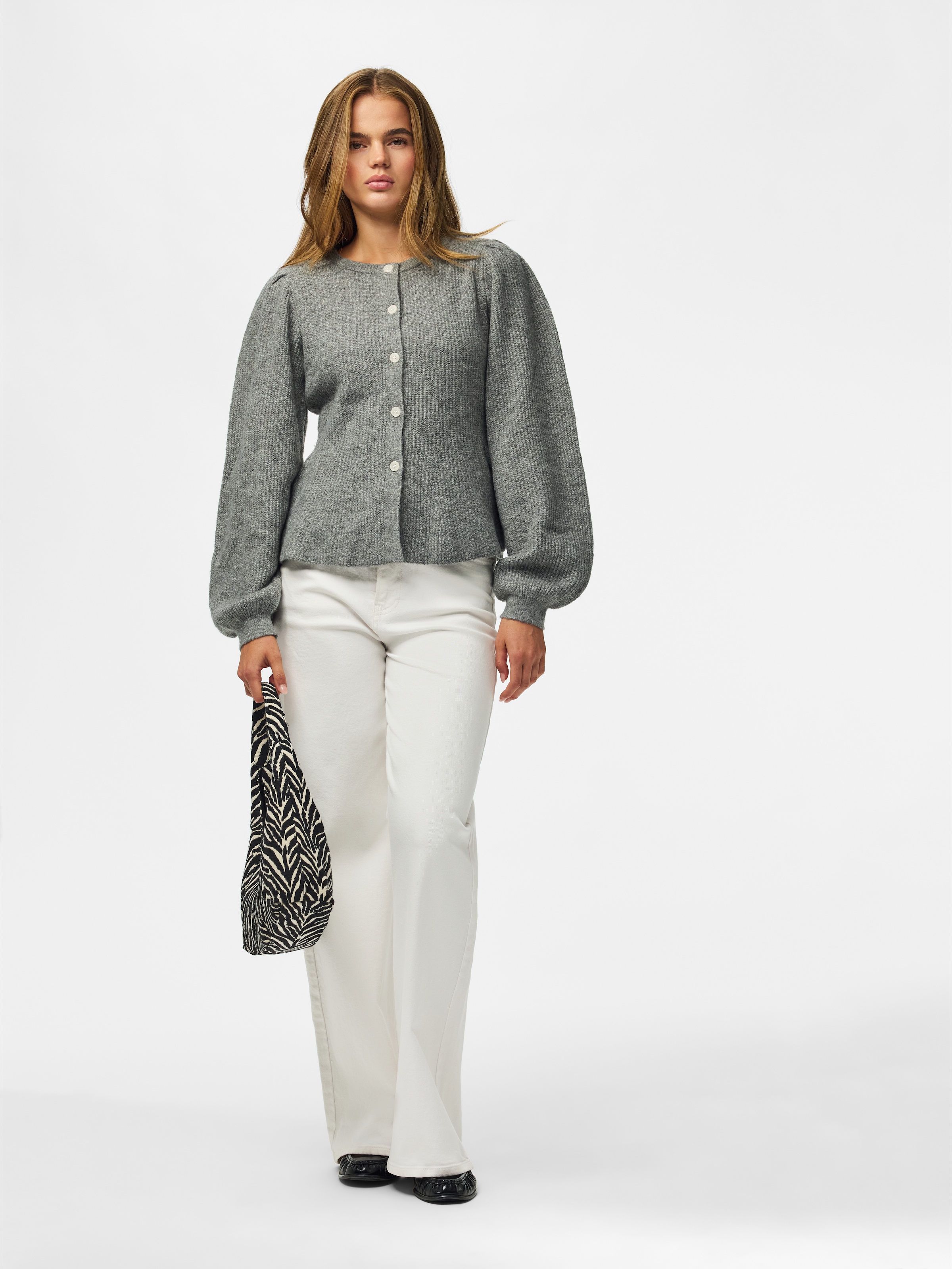 pieces Strickjacke »PCSILLY LS PUFF KNIT CARDIGAN NOOS BC« Materialmix
