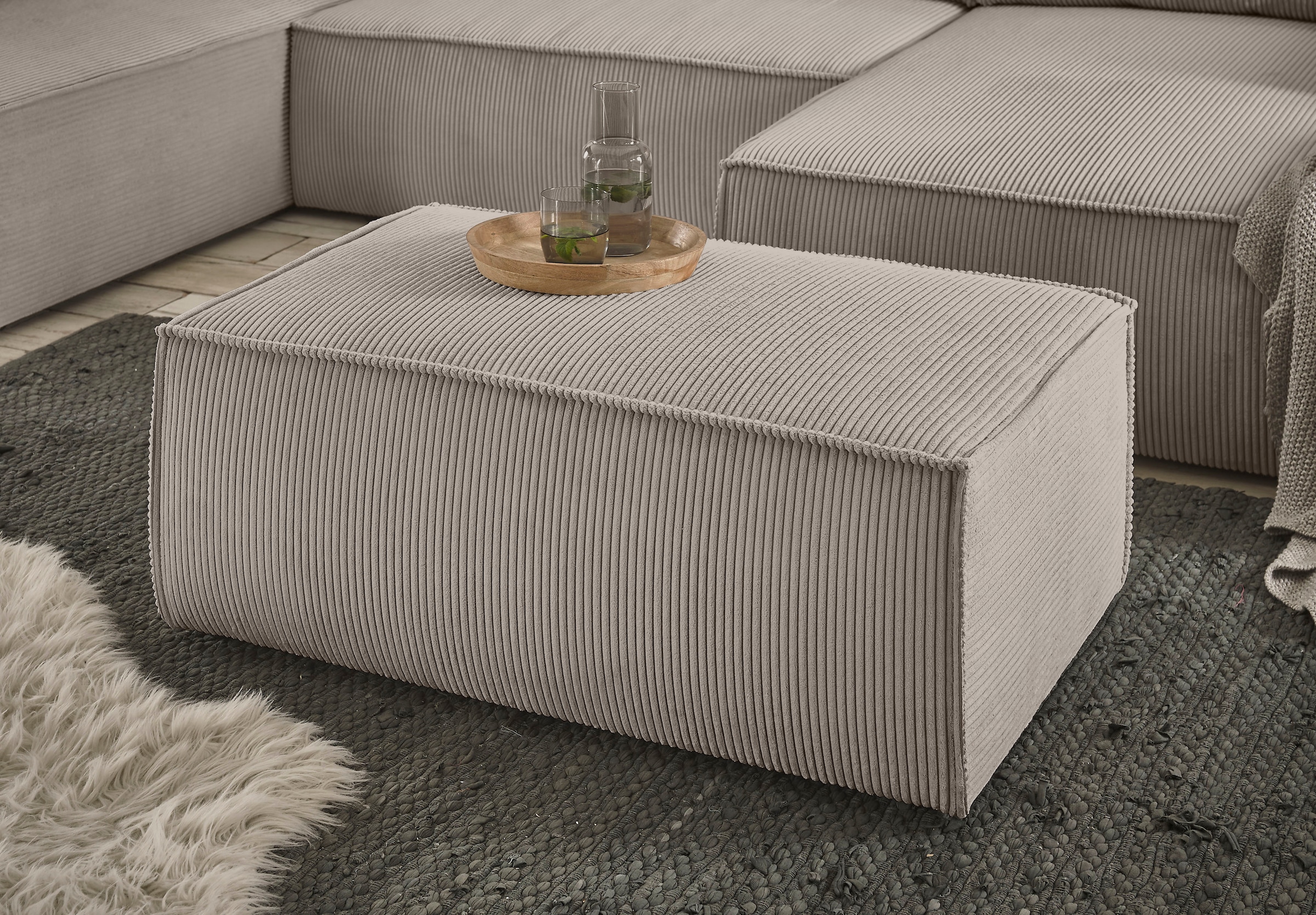 Home affaire Hocker »SHERWOOD, Polsterhocker in 3 Stoffarten verfügbar« passend zur Polster-Serie SHERWOOD