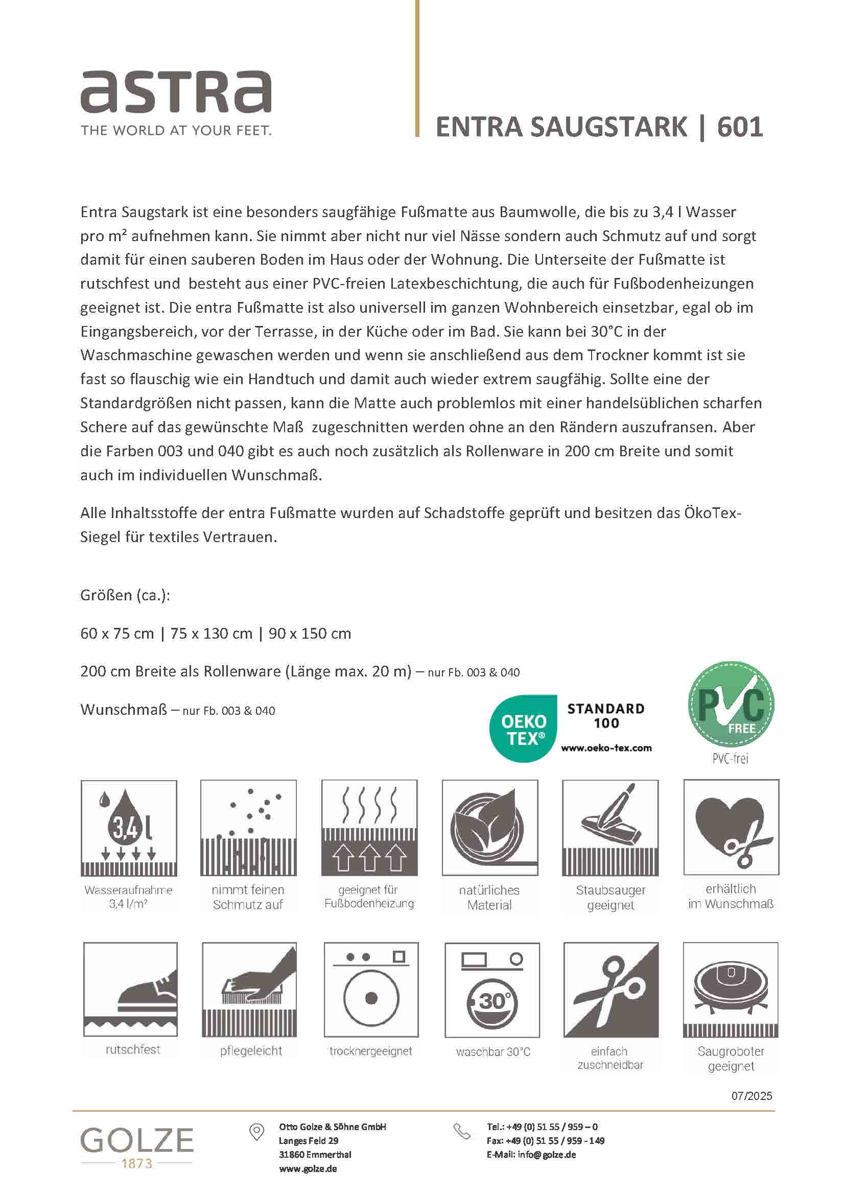ASTRA Fußmatte »Saugstark 601« rechteckig 9 mm Höhe Schmutzfangmatte, In -und Outdoor geeignet