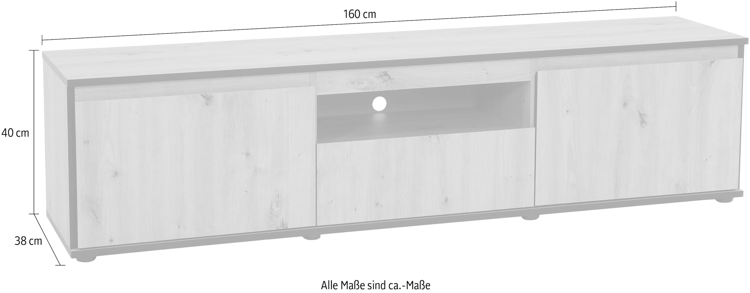 HELA TV-Board »Ariana«, mit angeschrägten Griffmulden, Breite 160 cm