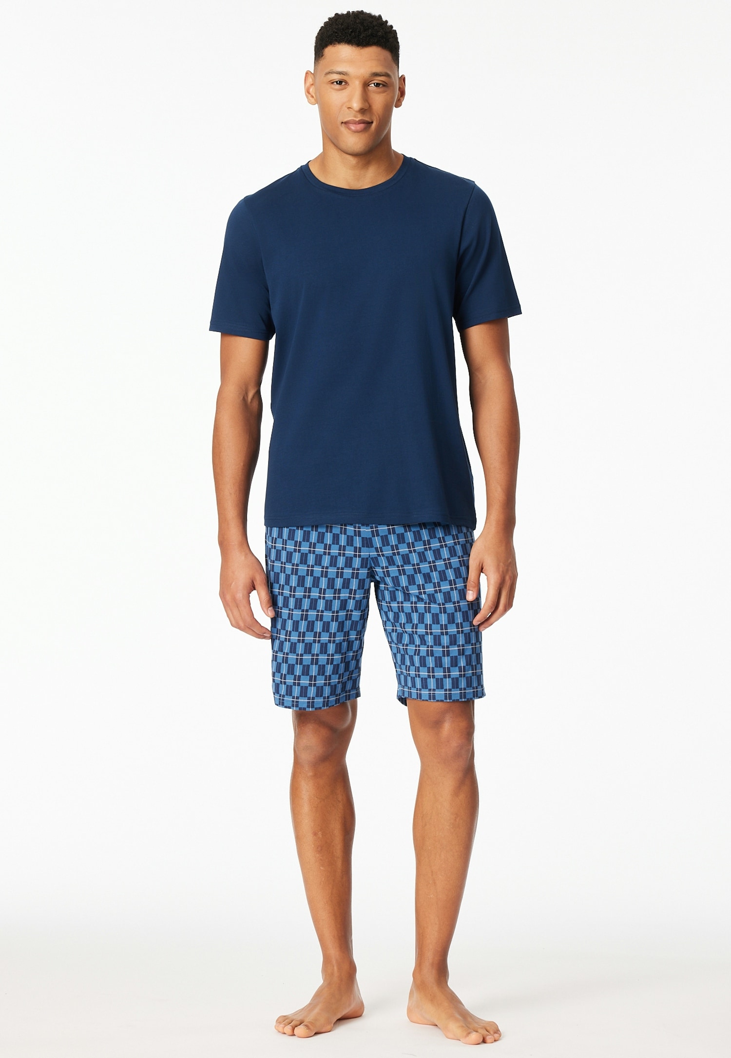 Schiesser Shorty »Casual Essentials« 2 tlg. mit unifarbenem Oberteil und gemusterter Hose