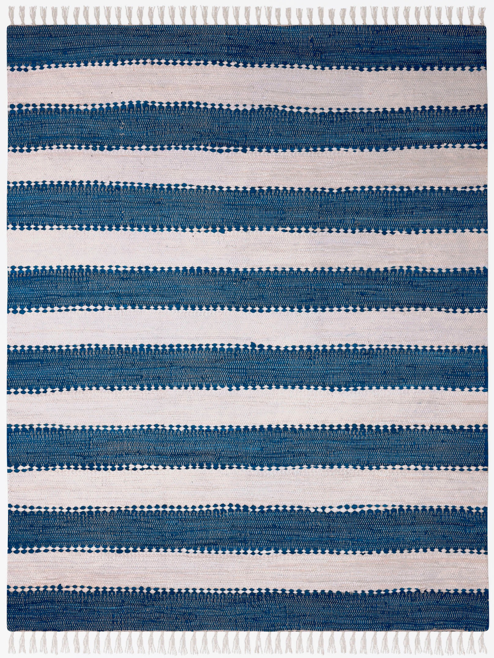 OTTO home Teppich »Benja« rechteckig 10 mm Höhe Handweb Teppich, gestreift, 90% Baumwolle, handgewebt, mit Fransen