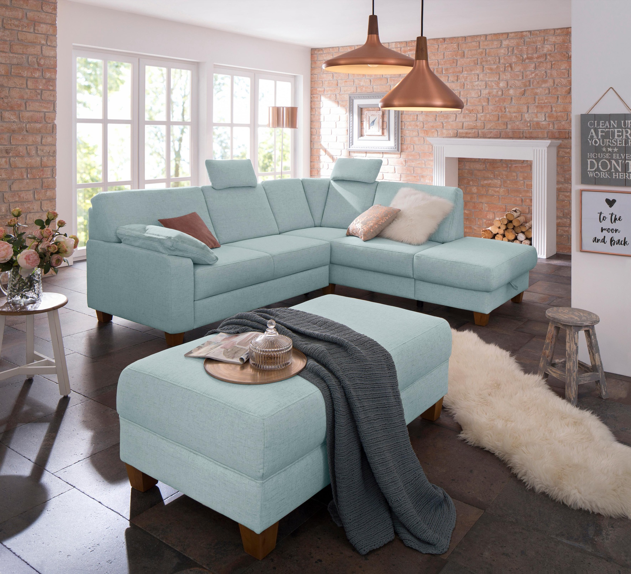 Home affaire Ecksofa »Belfort L-Form«, mit Federkern, wahlweise mit Bettfunktion und Stauraum