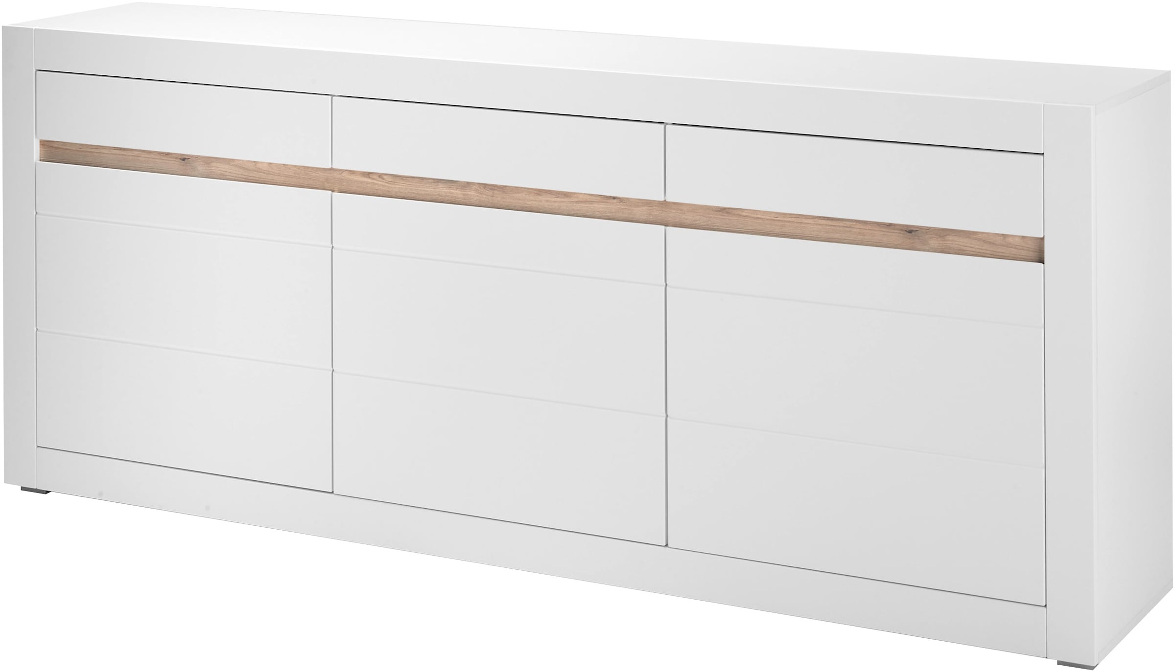 Home affaire Sideboard »Chester, moderne Anrichte, Kommode mit Stauraum, Schrank, Weiß Matt« 1 Stk. tlg. austauschbare Blende in Griffleiste, zeitloses Design, 217 cm breit