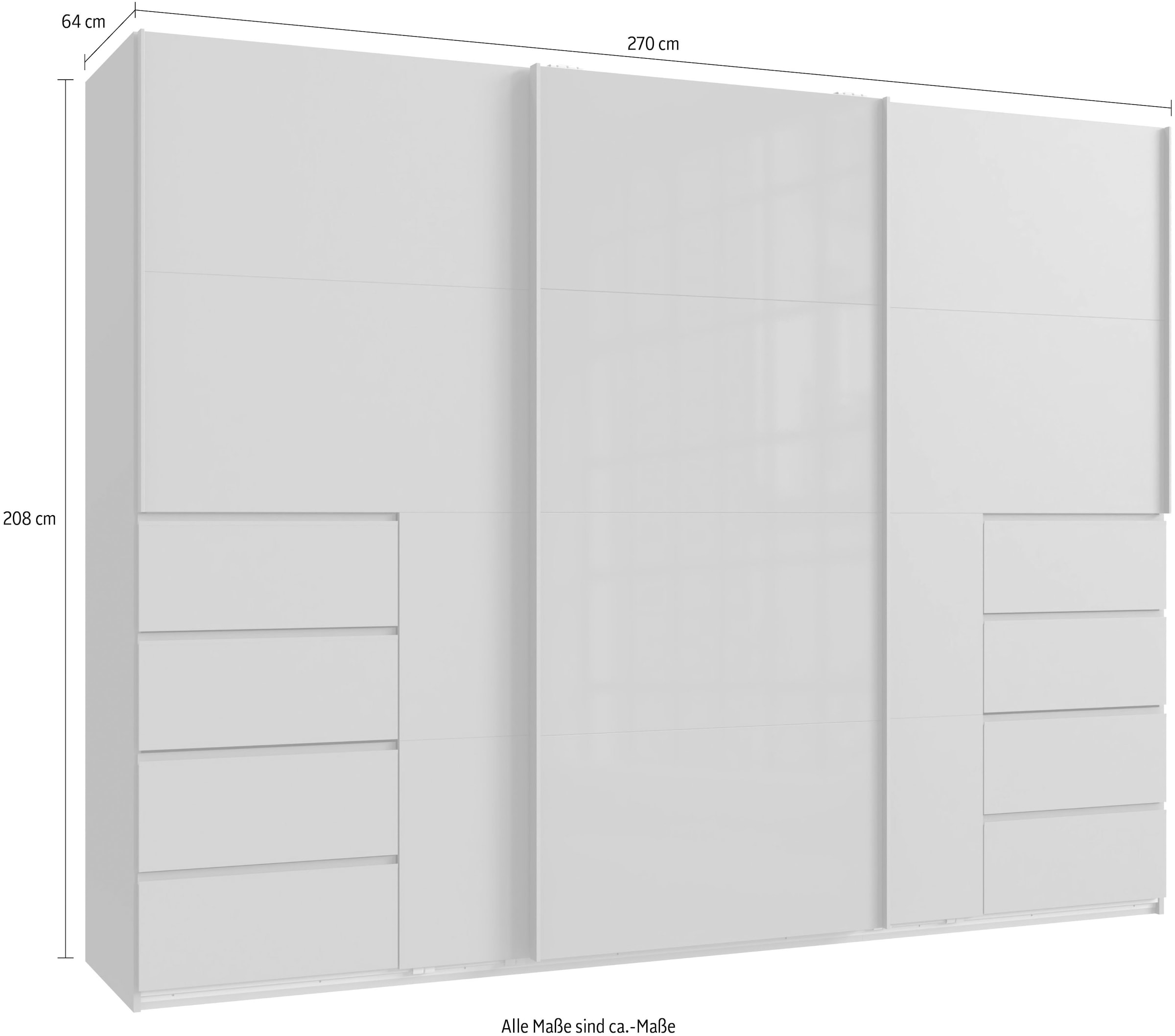 Wimex Schwebetürenschrank »Bali in den Breiten 225cm & 270cm, Kleiderschrank mit Glaselement« Schrank mit 3 Türen, in den Farben: grafit oder saharagrau erhältlich