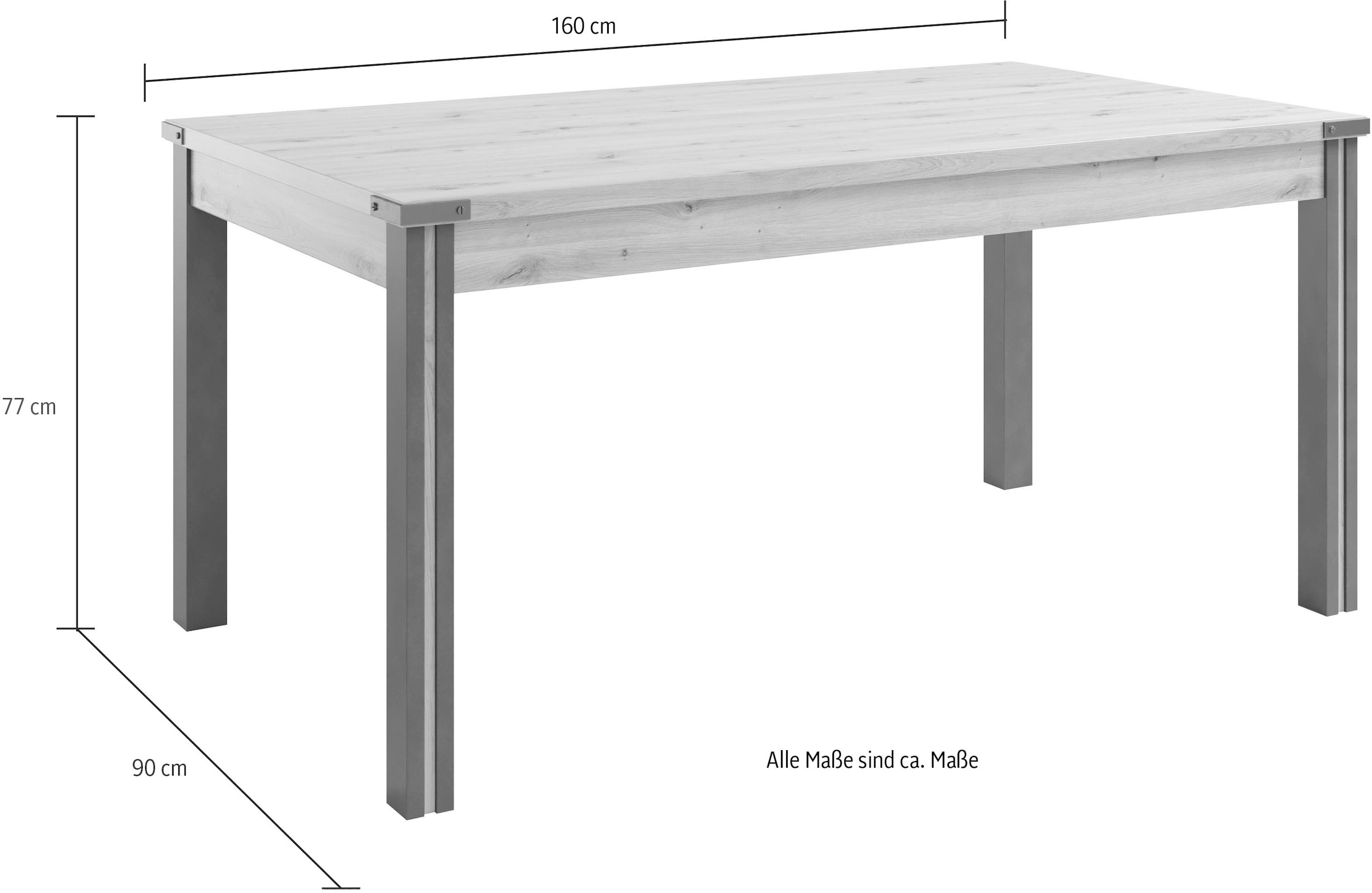 Home affaire Esstisch »Mia«, (1 St.), Esszimmertisch, rechteckige Form - (B/T/H) 160/90/77 cm