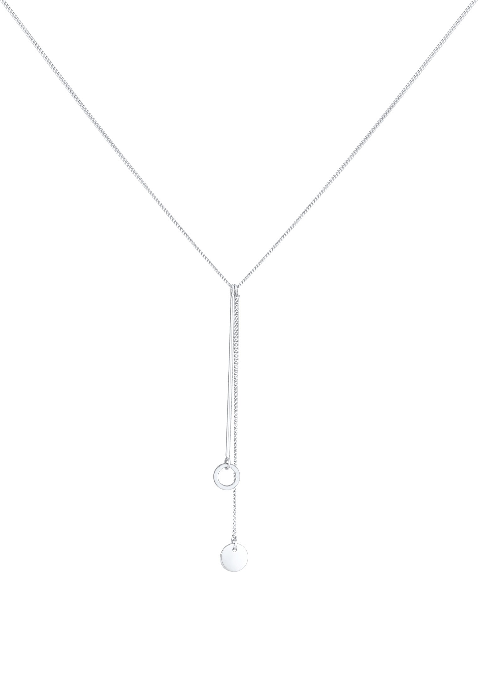 Elli Kette mit Anhänger »Halskette Y-Kette Kreis Plättchen Geo 925 Silber«