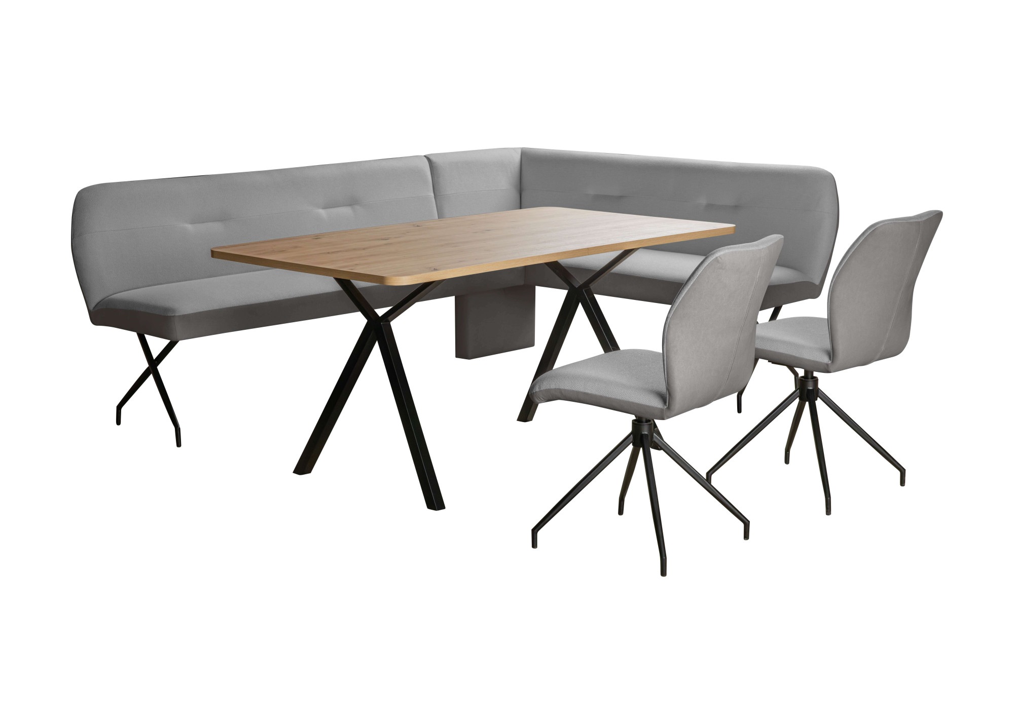 OTTO home Eckbankgruppe »Bruna Essecke, Sitzgruppe, Eckbankgruppe, Küchenbankgruppe« Set, 4tlg, 4 tlg. tlg. Stuhl: 360° drehbar (Rückst.), 2-Stoff-Design. Wellenfederung Eckbank