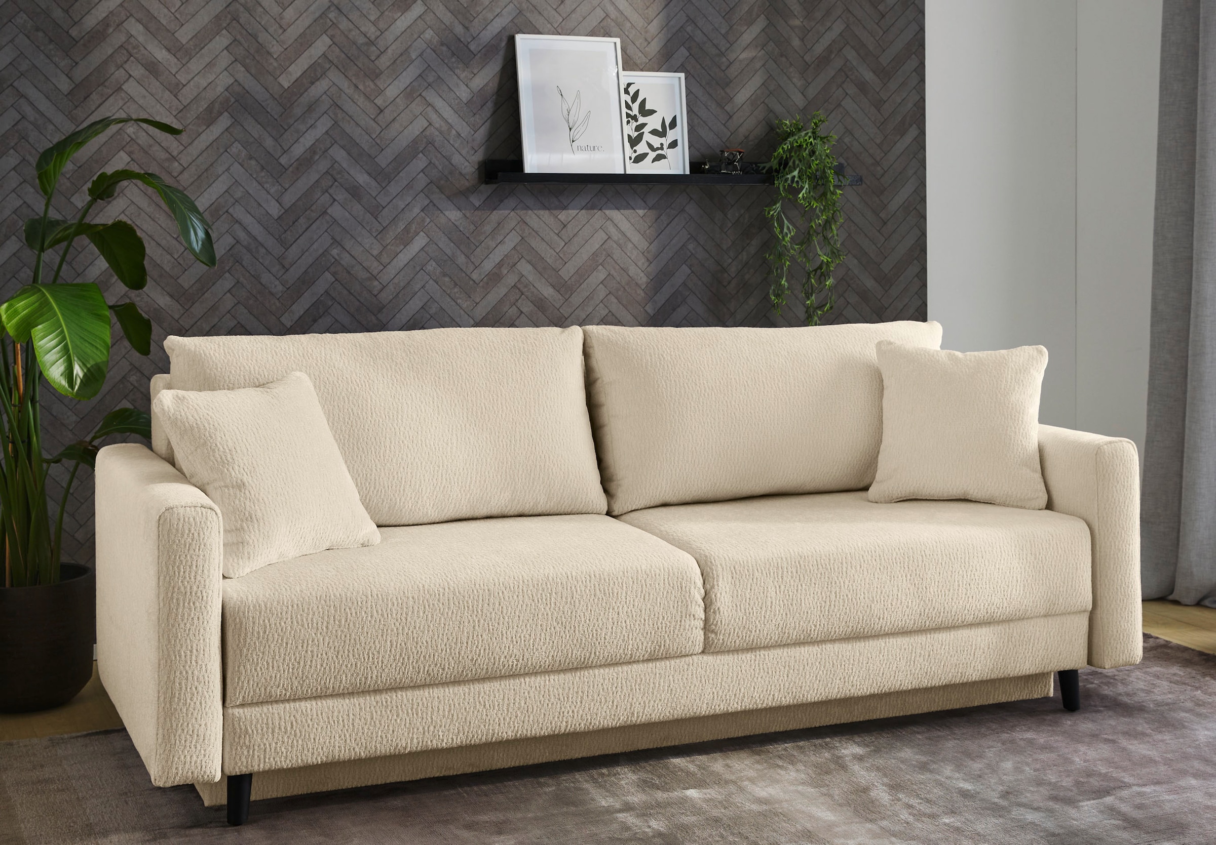 Jockenhöfer Gruppe Schlafsofa »Bjoern, B: 217 cm, Liegefl. 140x191 cm« mit Bettfunktion, Bettkasten & Zierkissen