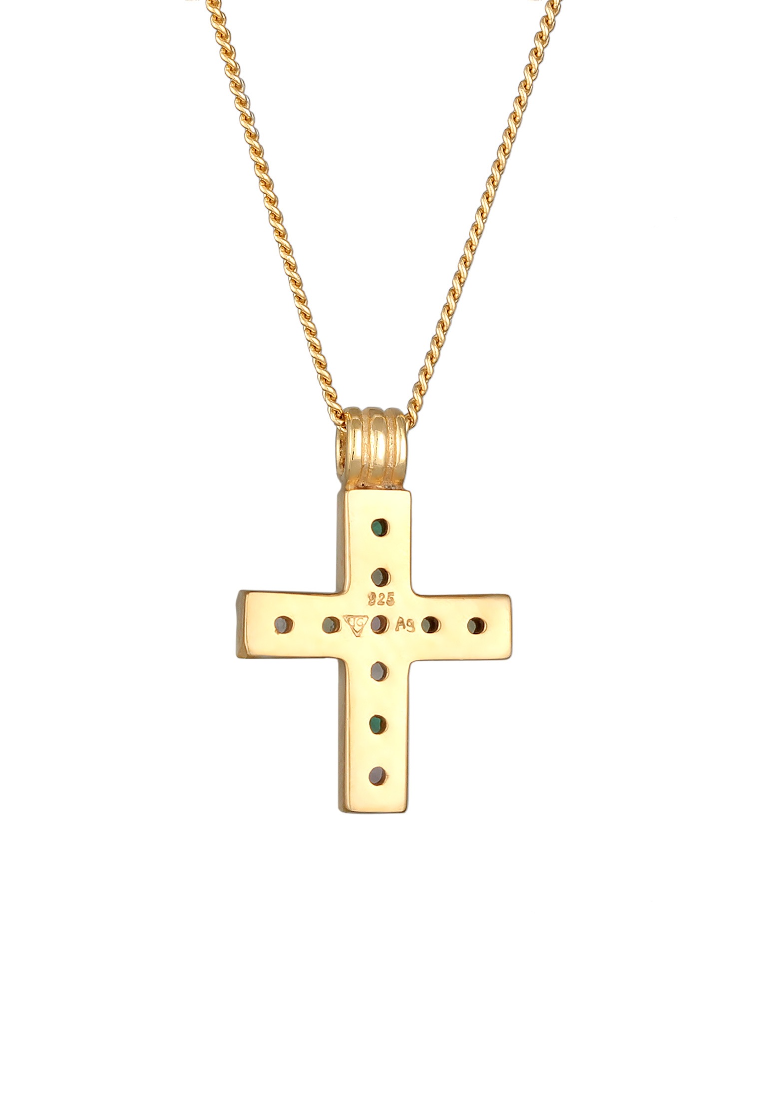 HAZE & GLORY Kette mit Anhänger »Halskette Edelstein Kreuz Vivid 925 Silber vergoldet«