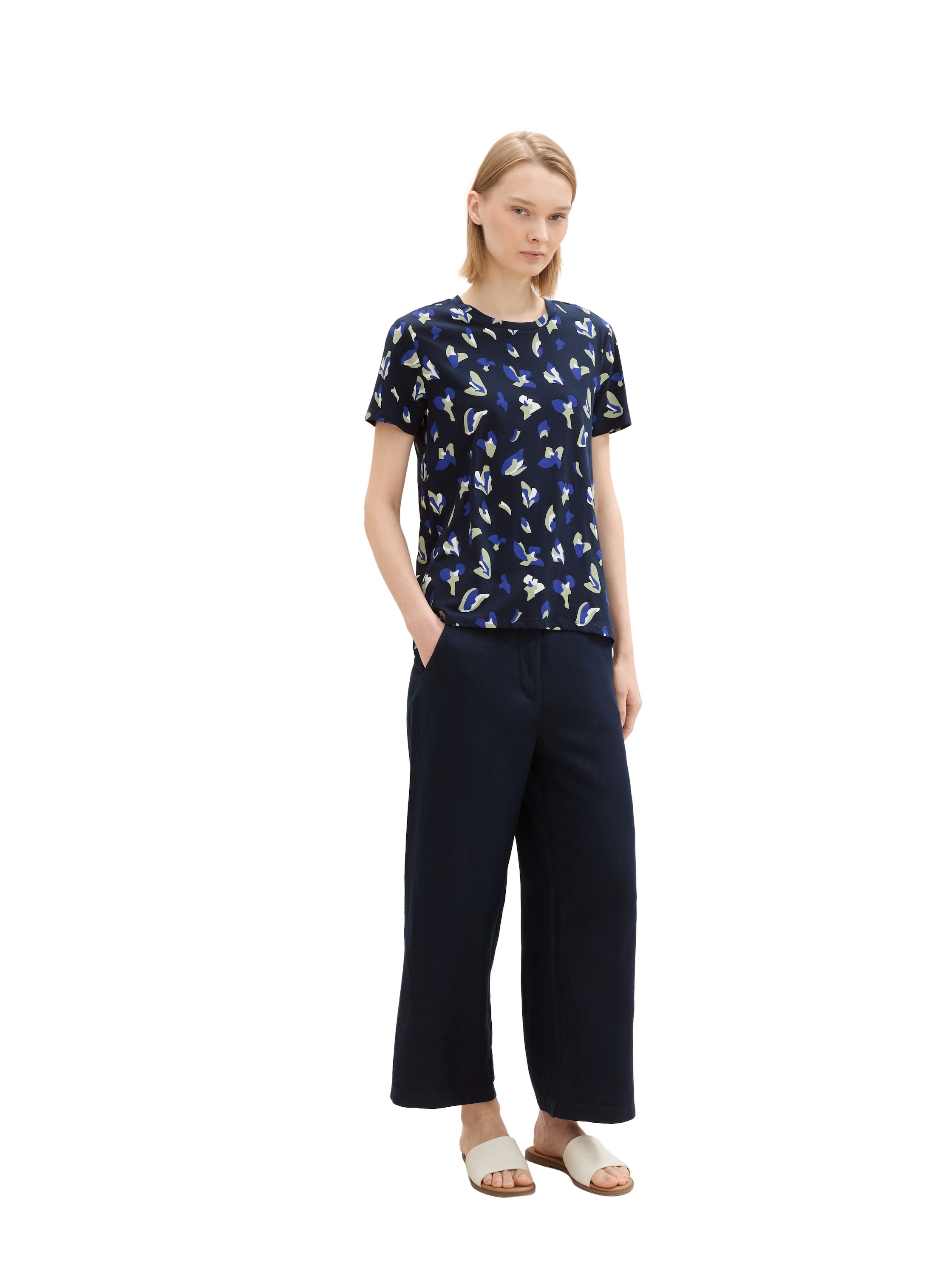 TOM TAILOR Denim Rundhalsshirt, mit All-Over Print