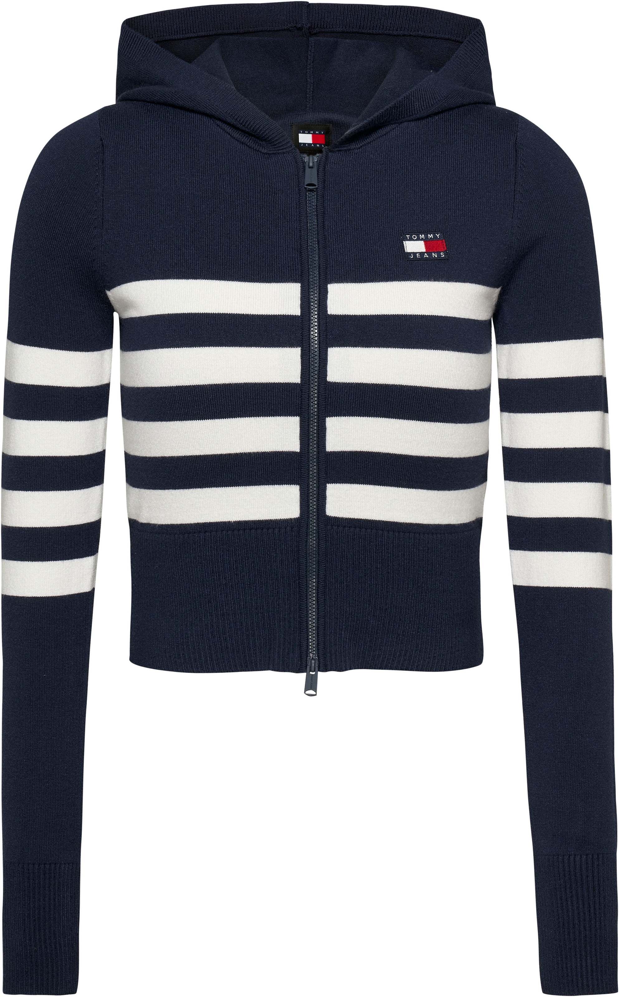 Tommy Jeans Sweatjacke »TJW STRIPE ZIP THRU BADGE HOOD«, mit Tommy Jeans Flagge