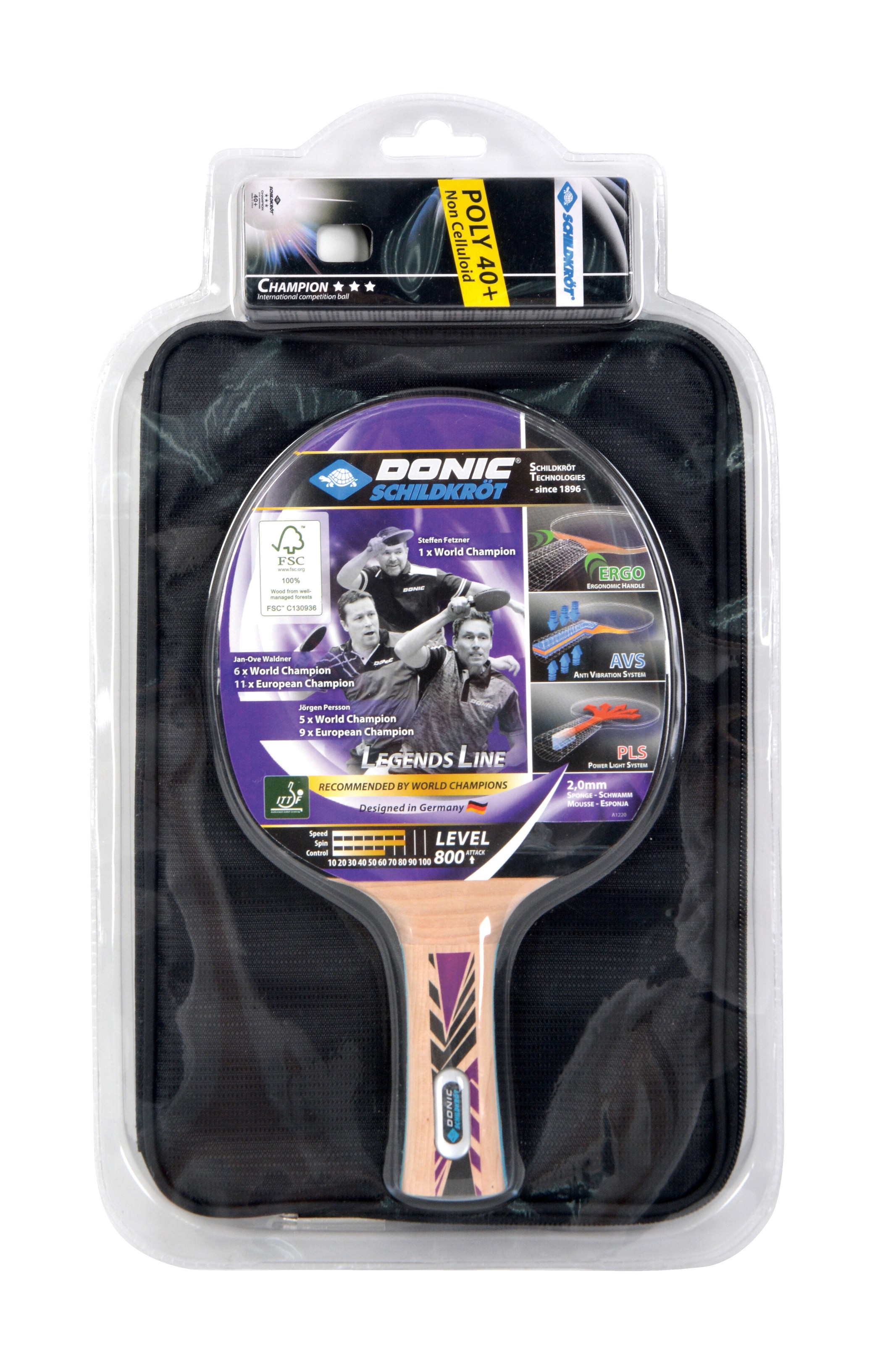 Donic-Schildkröt Tischtennisschläger »Premium-Geschenkset
Legends 800 FSC«, (Set)