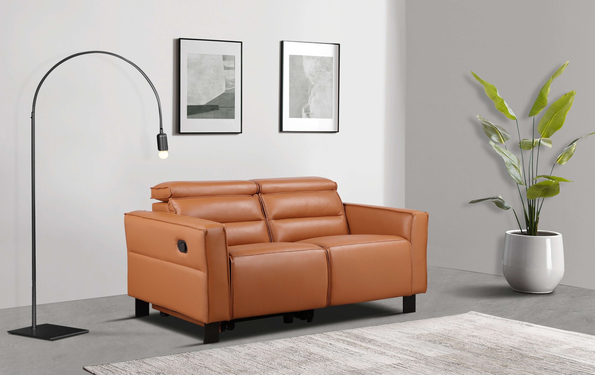 OTTO home 2-Sitzer »Carpari Lederoptik, 162 cm, man./elektr. Relaxfunktion« (USB A/C), sowie Kopfteilverstellung