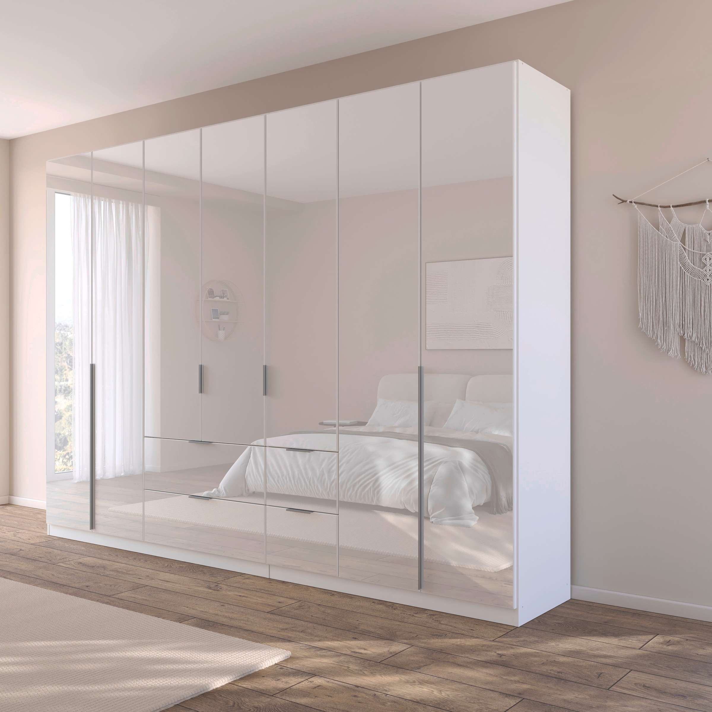 rauch Drehtürenschrank »Kleiderschrank Kleiderschränke Schrank Garderobe AGORDO mit Glasfront«, mit Außenschubkästen, in 6 Breiten und 2 Höhen MADE IN GERMANY