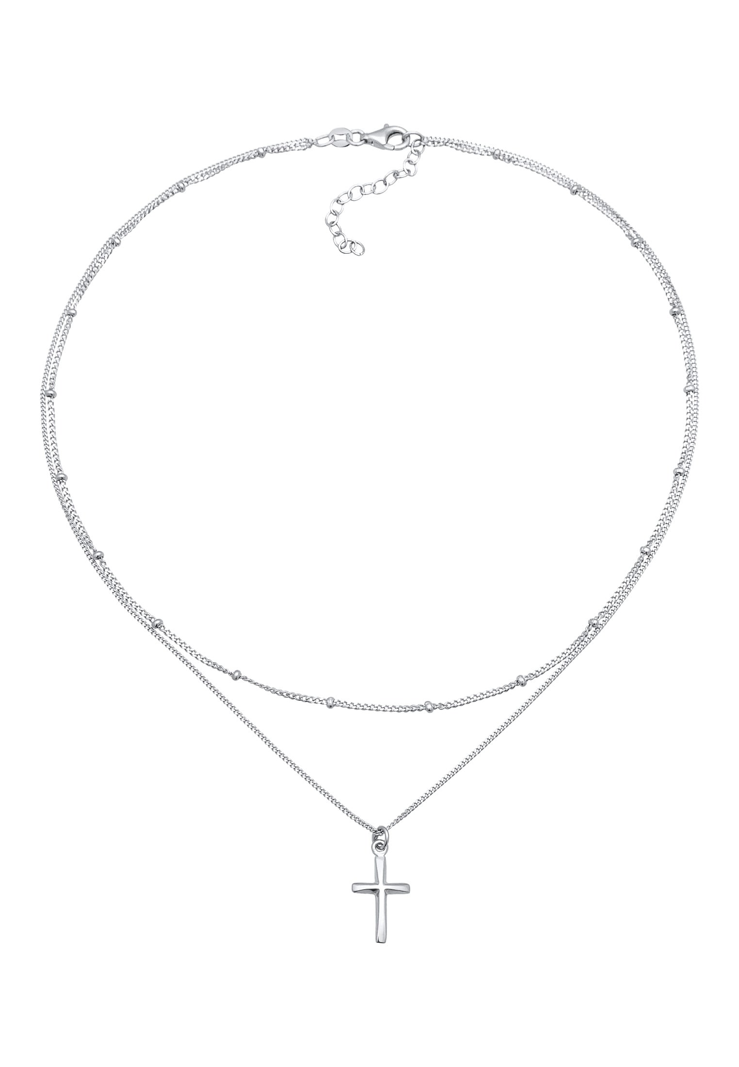 Elli Silberkette »Halskette Layer Choker Kreuz Kugelkette 925 Silber«