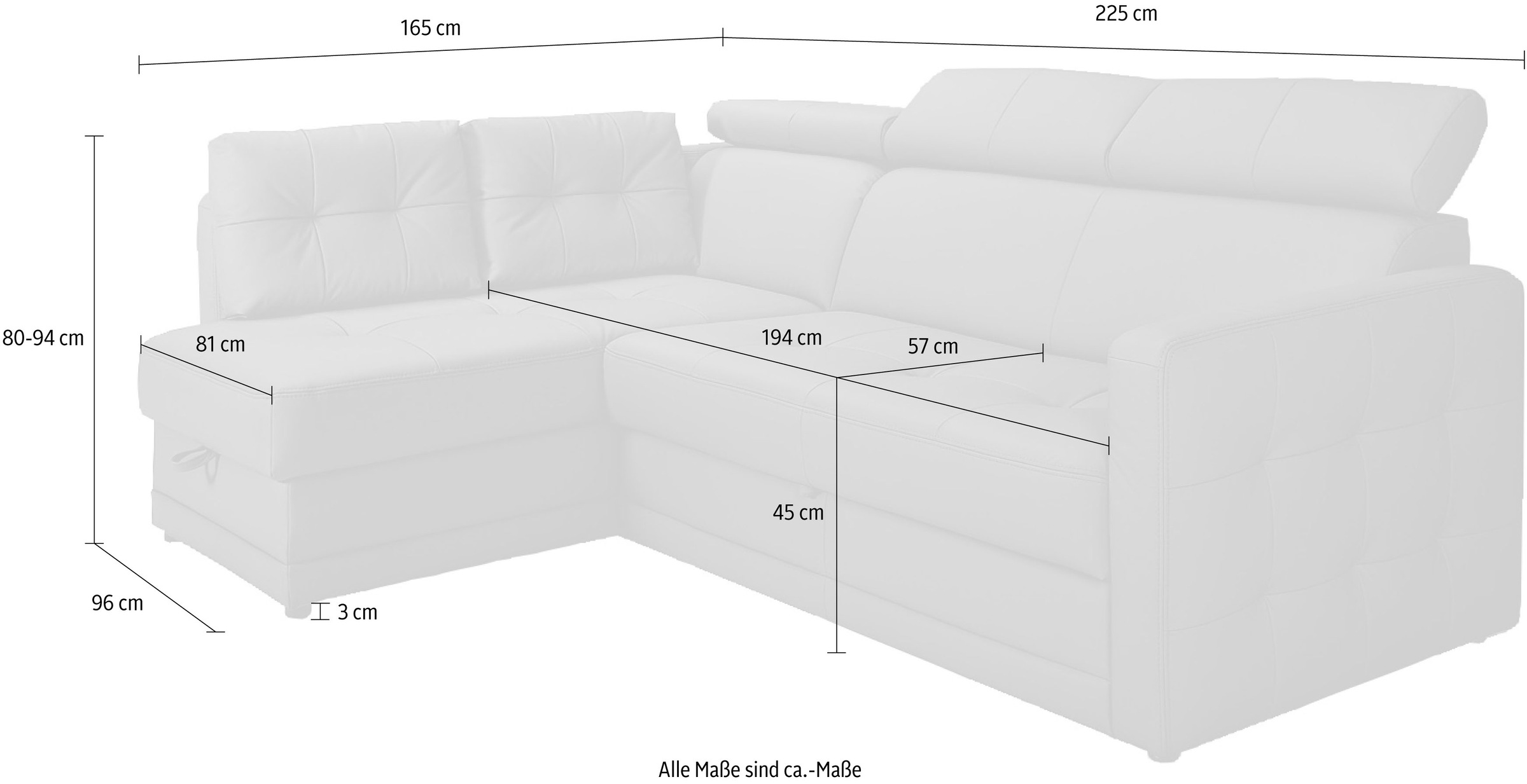 exxpo - sofa fashion Ecksofa »Arles, bequeme Federkernunterfederung, OTTOs Choice, L-Form«, wahlweise mit Bettfunktion und Bettkasten, inkl. Kopfteilverstellung