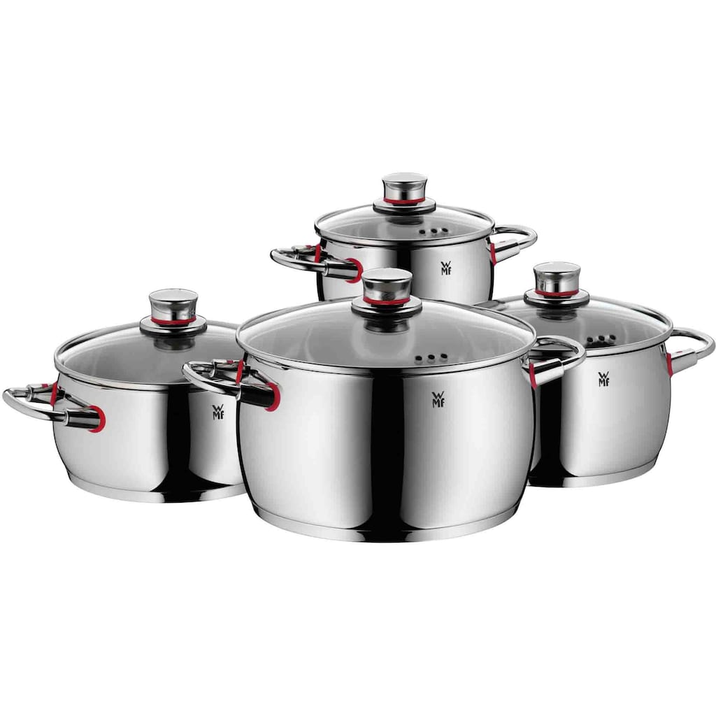 WMF Topf-Set »Quality One«, Cromargan® Edelstahl Rostfrei 18/10, (Set, 8 tlg., Bratentopf mit Deckel Ø 20 cm, Fleischtopf mit Deckel Ø 16/20/24 cm)