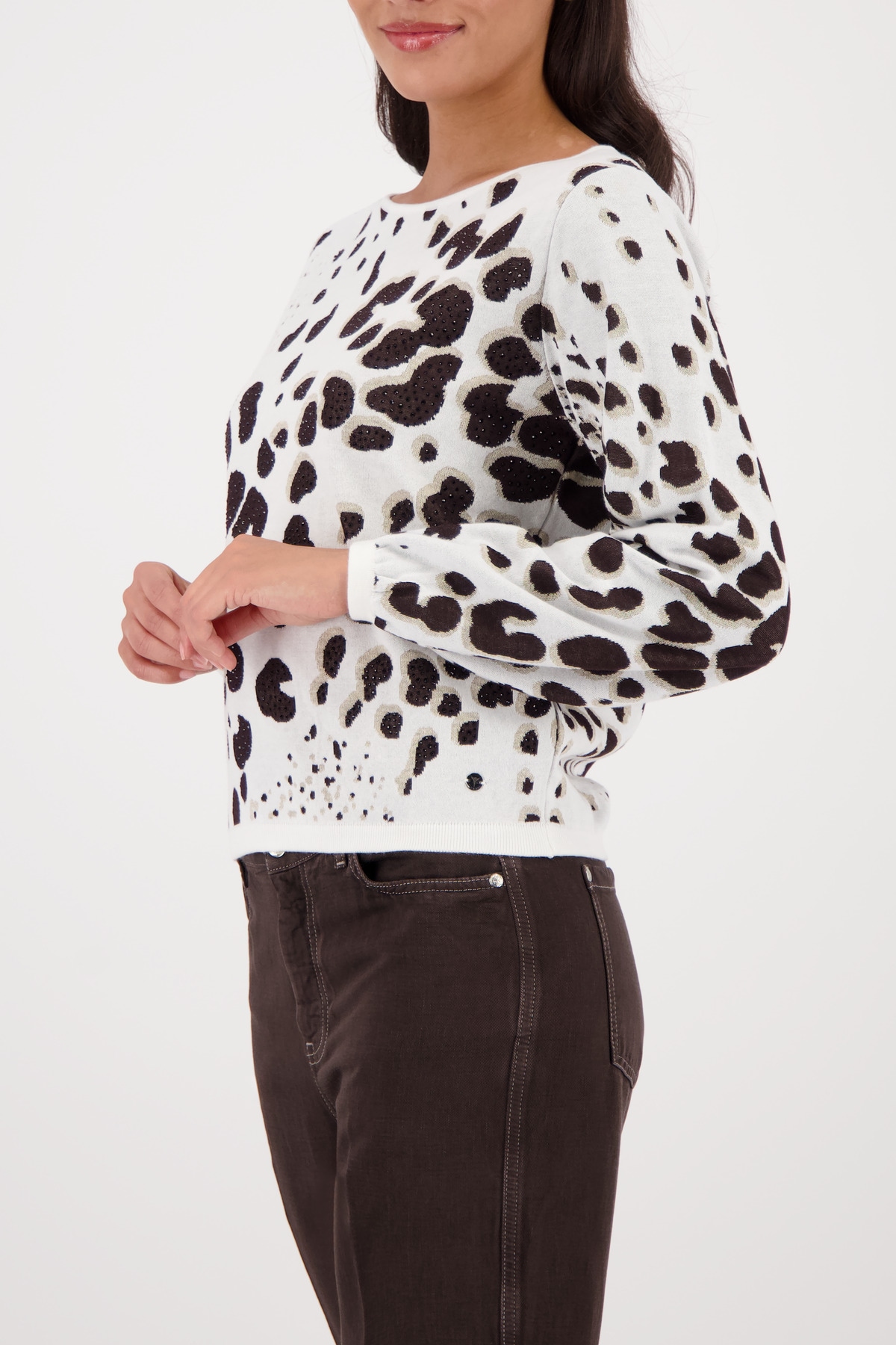 Monari Strickpullover »Pullover Leojacquard« Regular fit mit Leojacquard