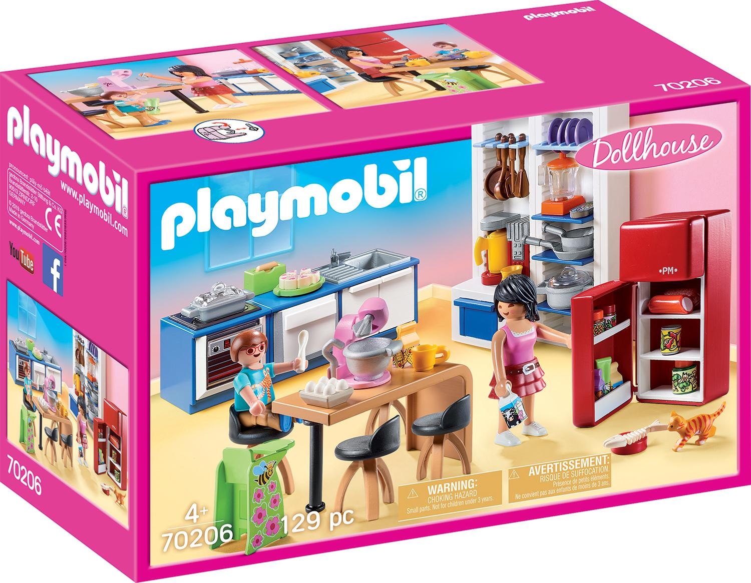 Playmobil® Konstruktions-Spielset »Familienküche (70206), Dollhouse«, (129 St.), Made in Germany
