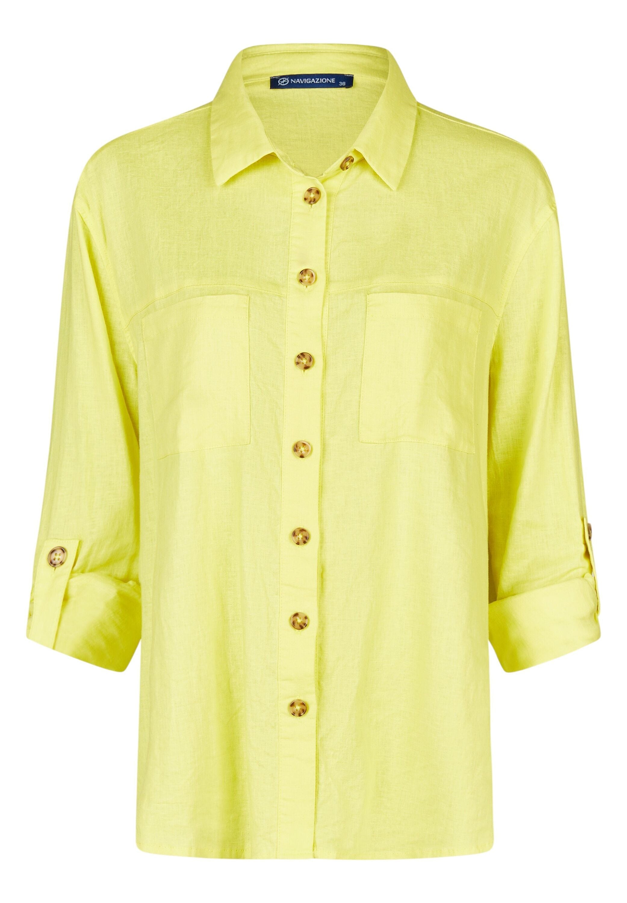 NAVIGAZIONE Klassische Bluse »NAVIGAZIONE Leinenbluse« hochwertige Verarbeitung