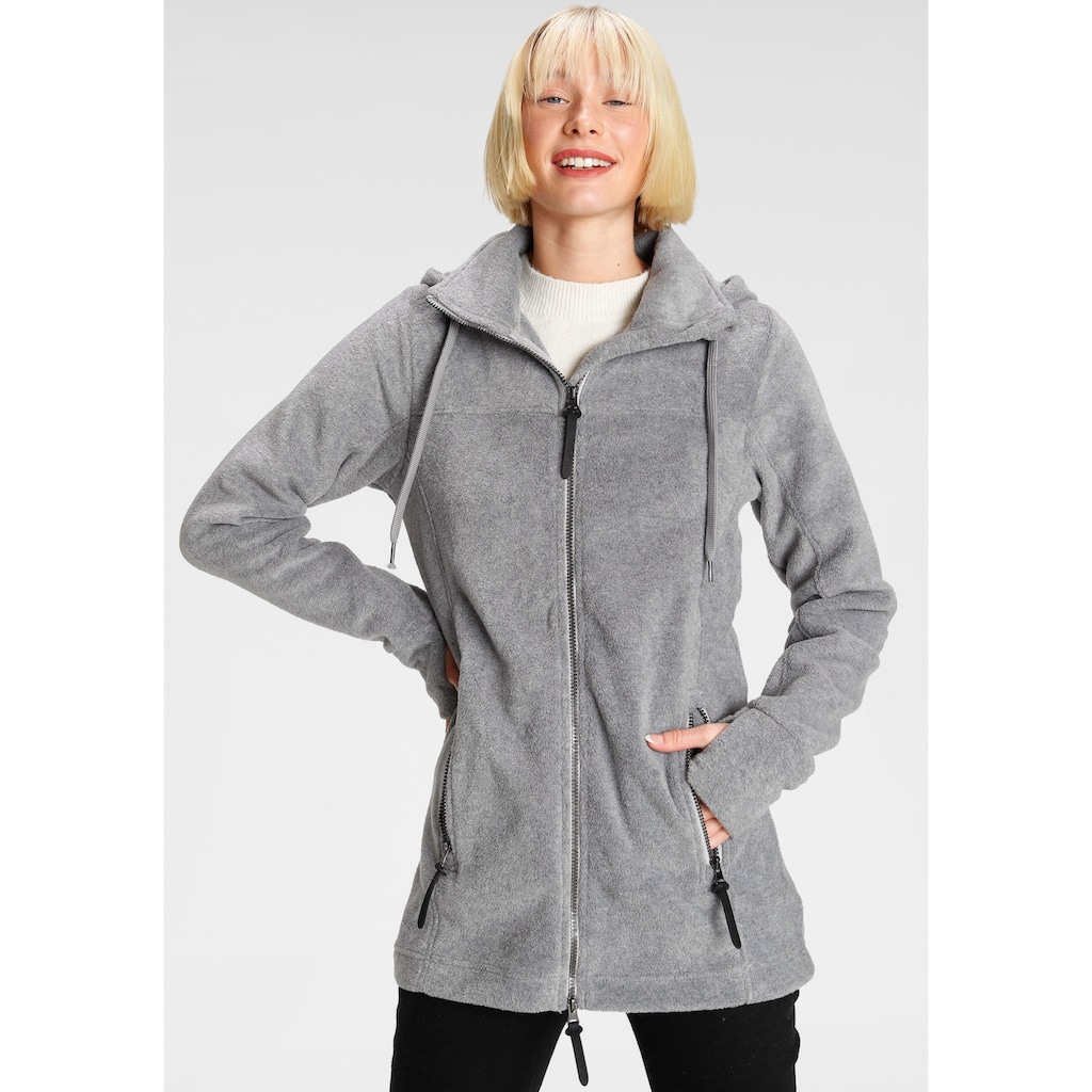 ALPENBLITZ Kapuzensweatjacke »Teiji« aus Fleece Material mit 2-Wege-Reißverschluss und abnehmbarer Kapuze ALPENBLITZ Kapuzensweatjacke »Teiji« aus Fleece Material mit 2-Wege-Reißverschluss und abnehmbarer Kapuze