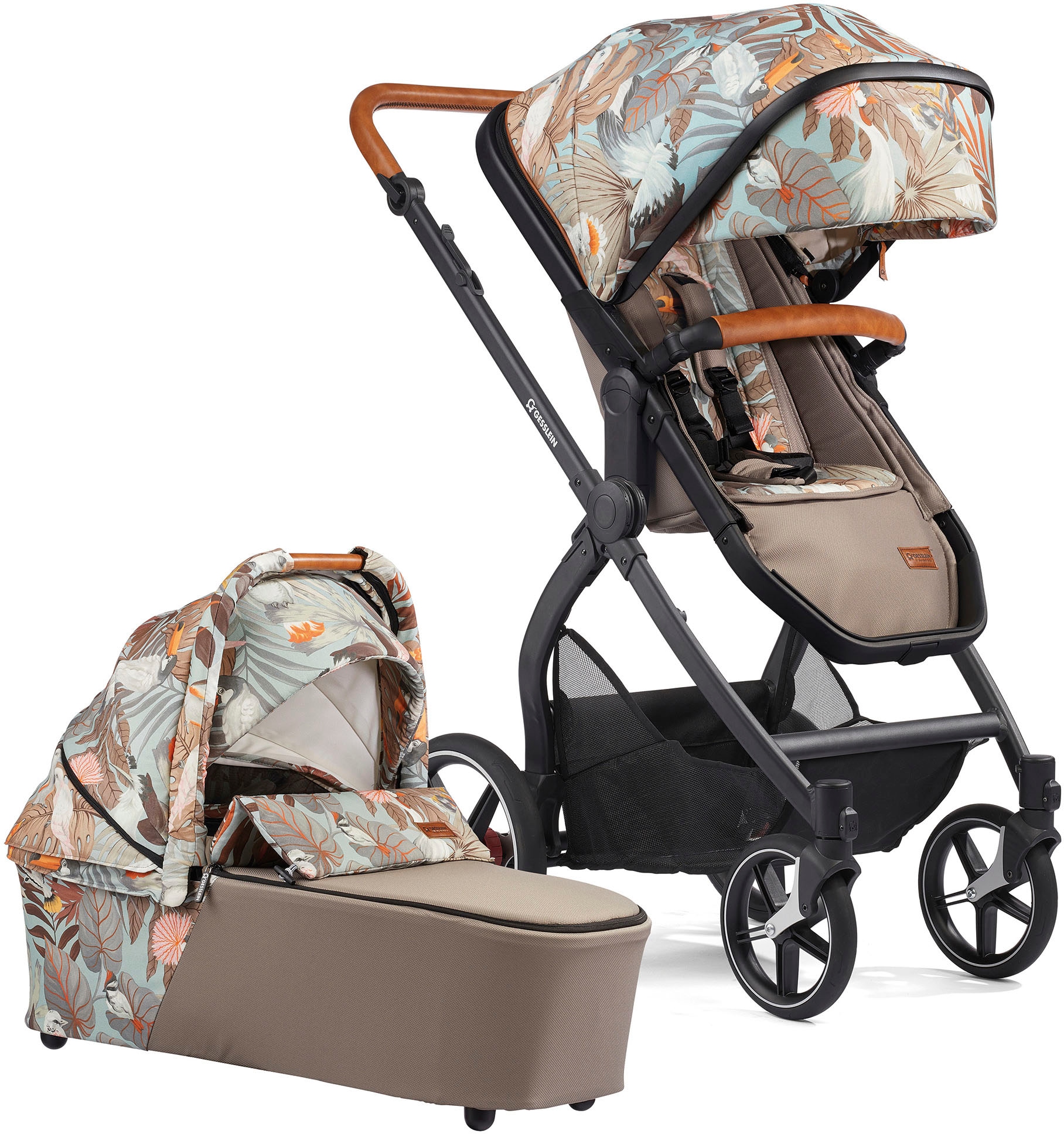 Kombi-Kinderwagen »FX4 Soft+ mit Aufsatz Life, schwarz/cognac, sand«, mit Babywanne C3...