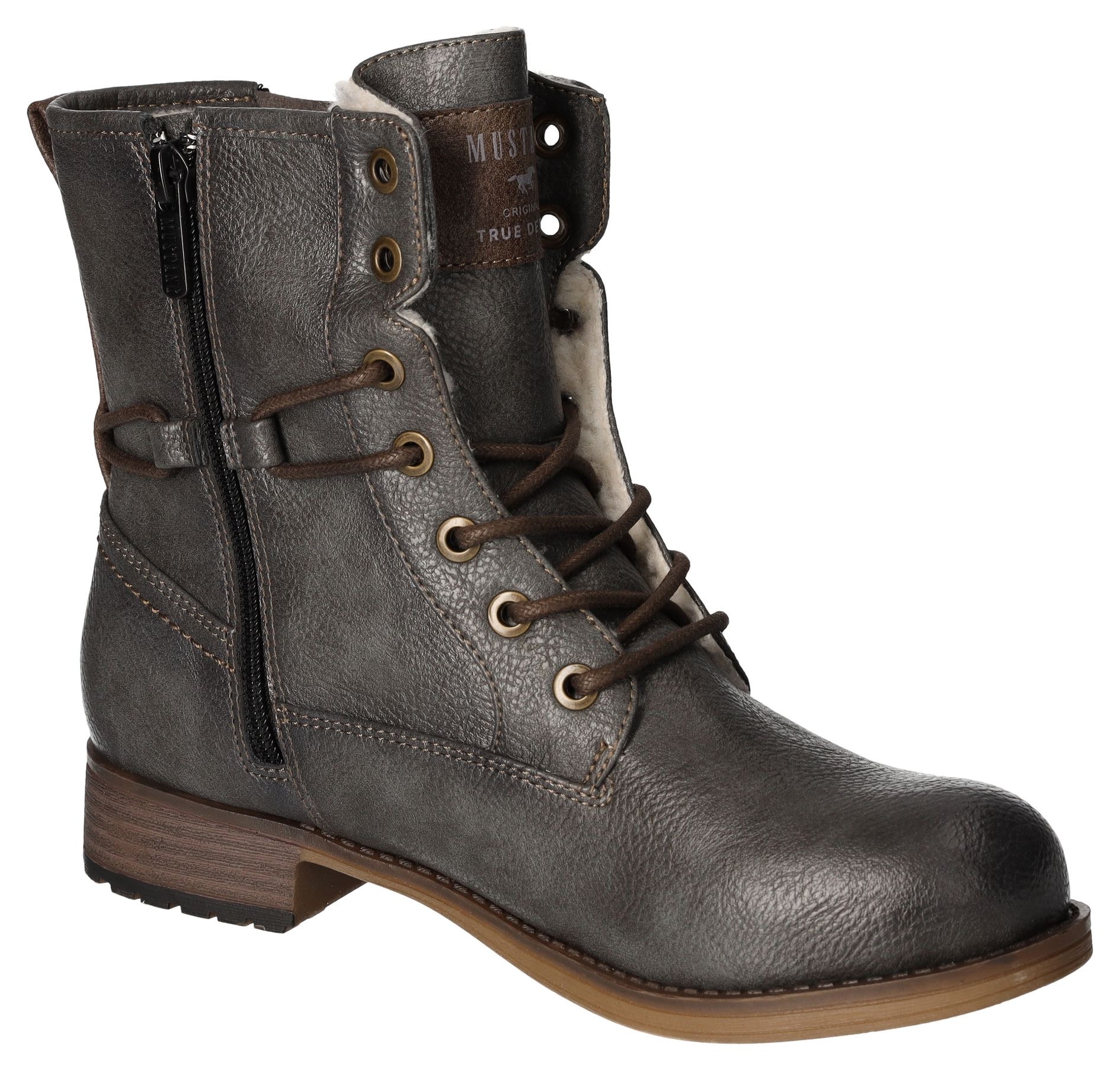 Mustang Shoes Winterboots, Blockabsatz, Winterstiefelette, Schnürboots mit Nieten besetzt