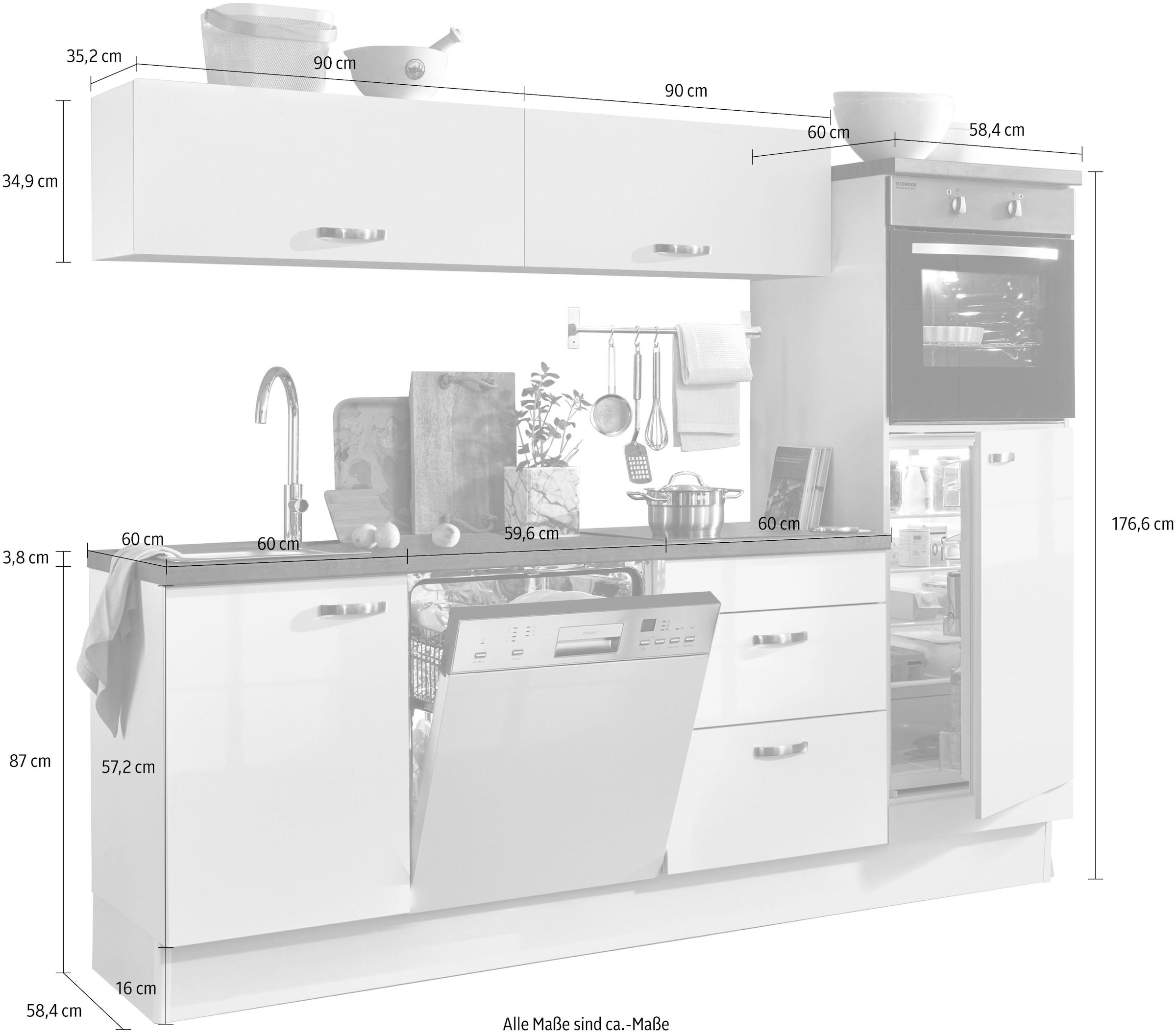 auf mit und Vollauszügen 240 Rechnung cm Breite bestellen Küchenzeile Soft-Close-Funktion, OPTIFIT »Cara«,