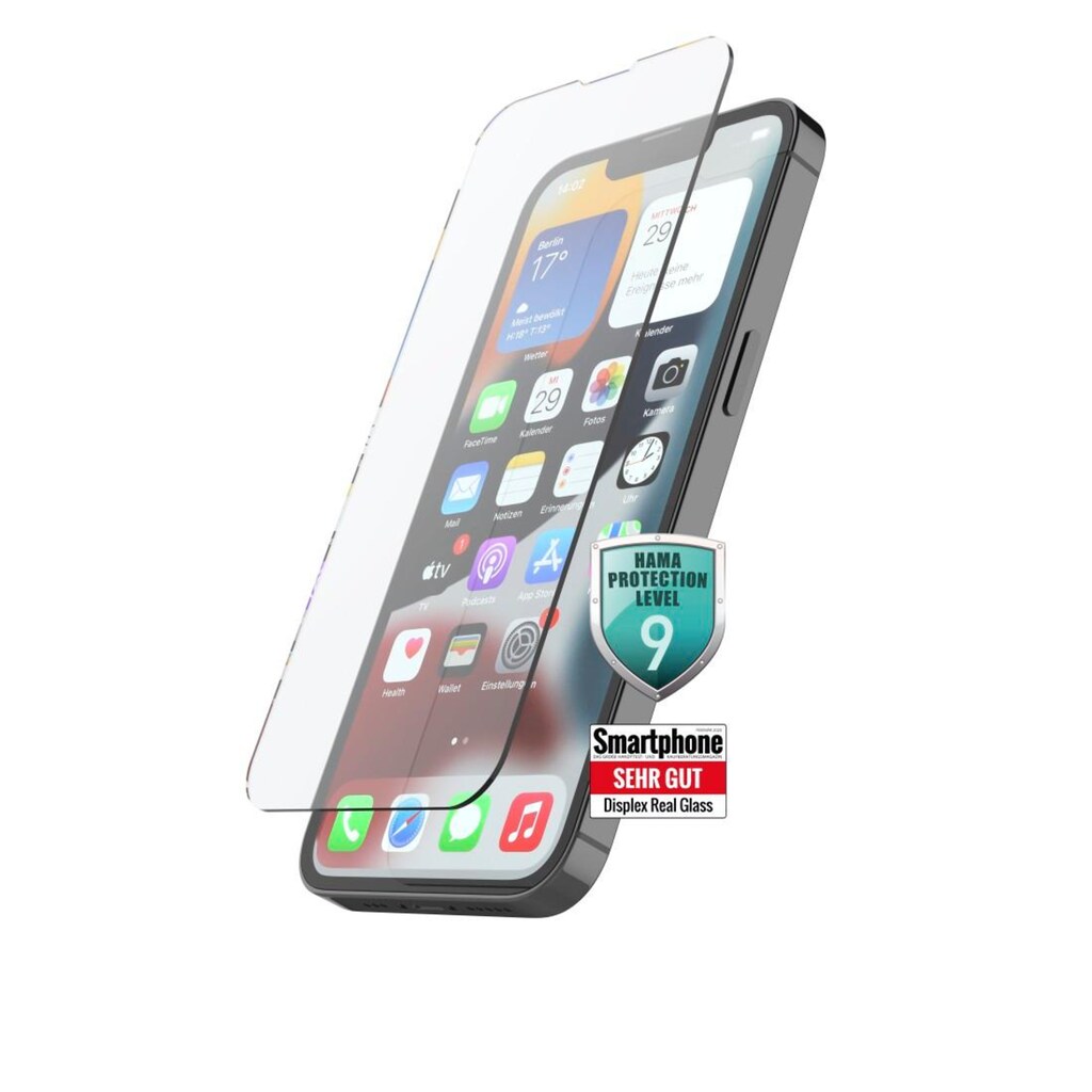 Hama Displayschutzglas »Echtglas-Displayschutz für Apple iPhone 13/13 Pro«