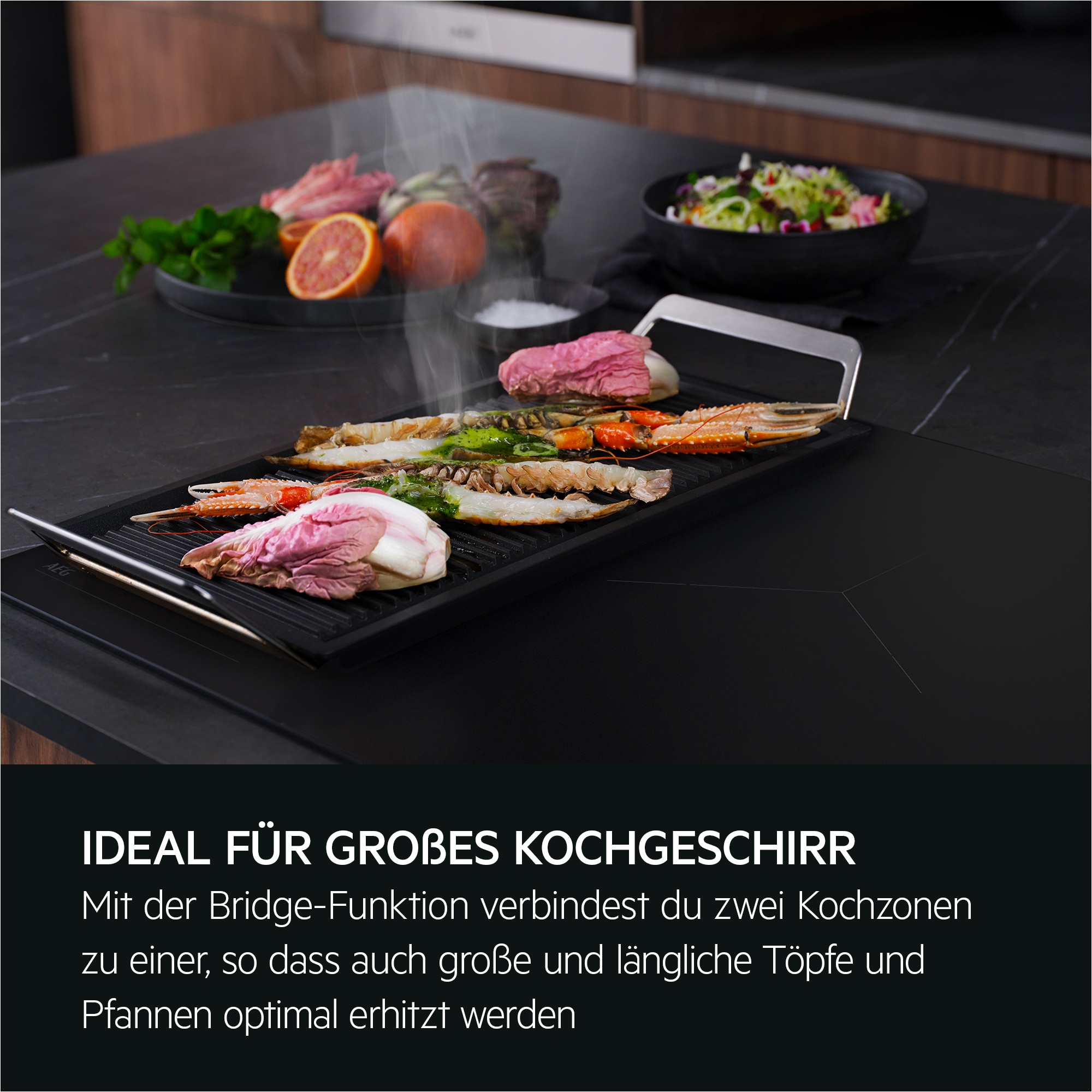 AEG Backofen-Set »HH24BSISML« mit 1-fach-Teleskopauszug Aqua Clean Autarker Backofen & Induktionskochfeld: SaphirMatt 4× kratzresistenter