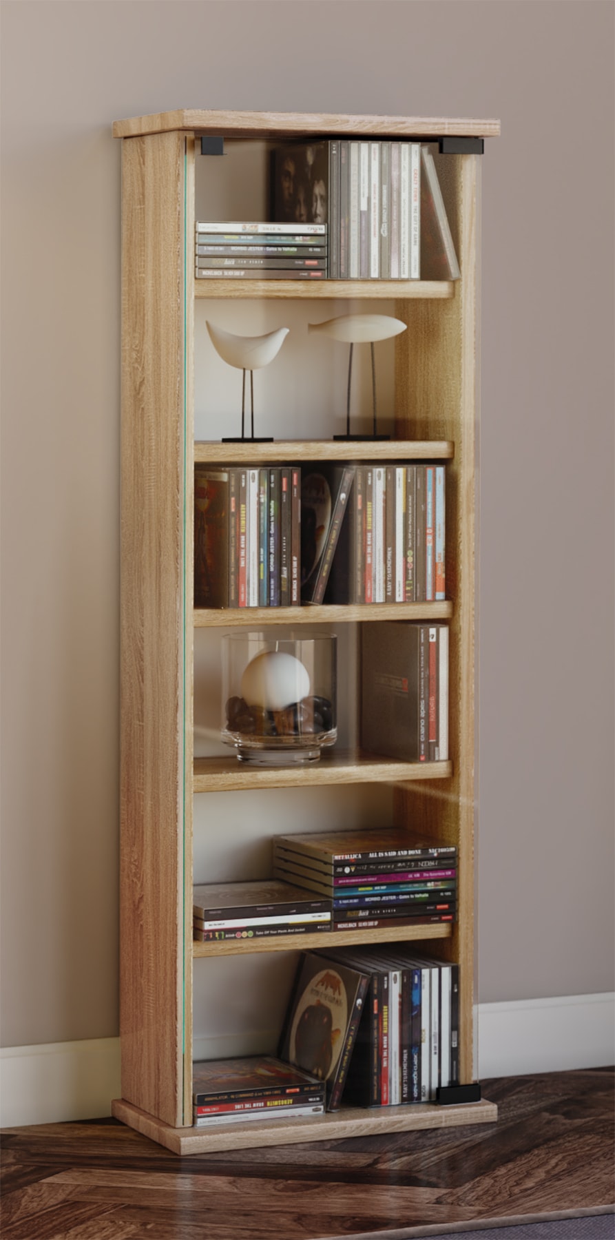 VCM Media-Regal »Holz CD DVD Stand Regal Schrank Vetro Glastür« 1 Stk. tlg.