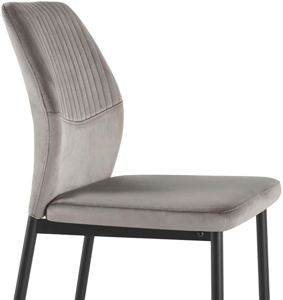 OTTO home Esszimmerstuhl »Nora, 4er-Set« (Set) 4 Stk.moderne Samtstühle mit Kontrastnähten und schwarzem Metallgestell