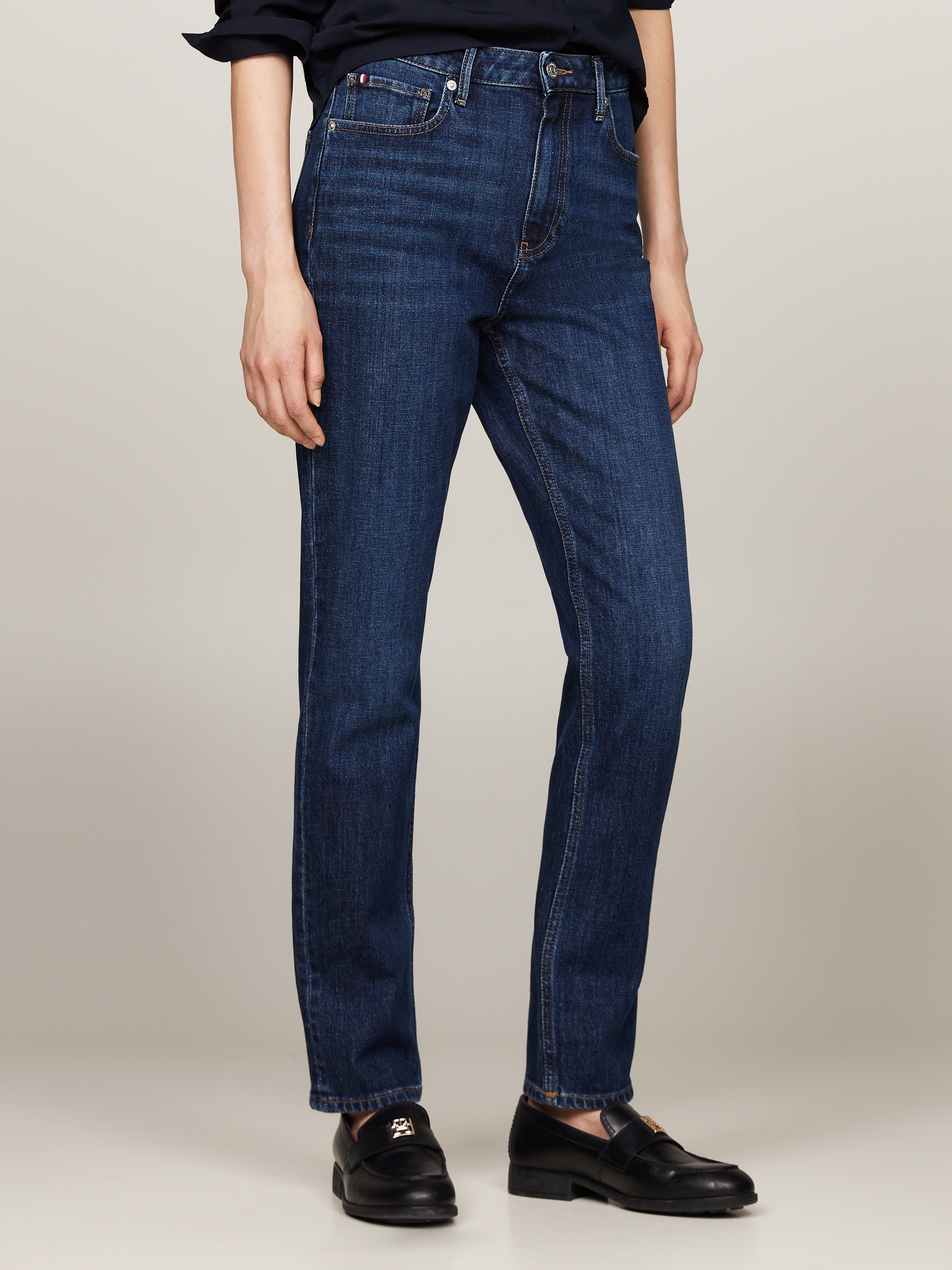 Tommy Hilfiger Slim-fit-Jeans »SLIM CIGARETTE HW A DARK BLUE«, mit Tommy Hilfiger Logo-Badge