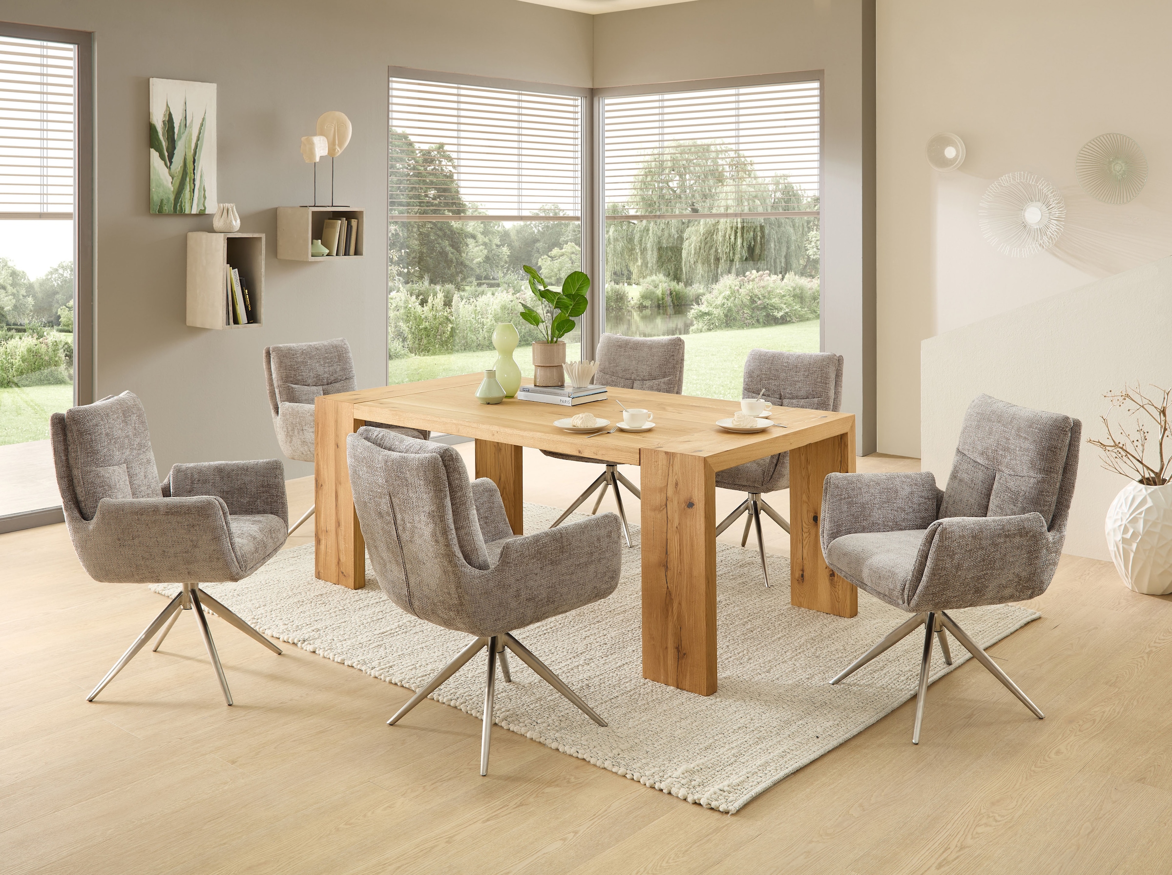 Stolkom Esstisch »Anno Esszimmertisch Eiche Massivholz geölt, FSC, BxHxT 200x76x100 cm«, Eiche Massivholz geölt, FSC®-Zertifiziert, Flächenbelastung bis 90 kg