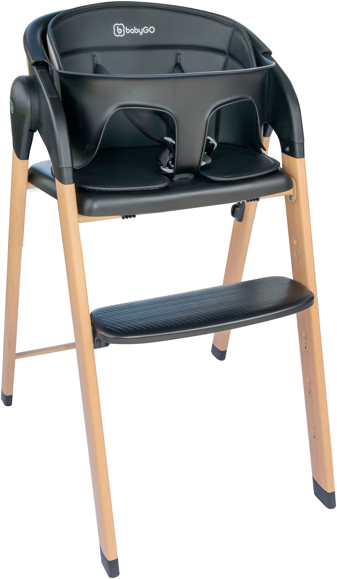 BabyGo Hochstuhl »Levels, black wood optic« () platzsparend zusammenklappbar