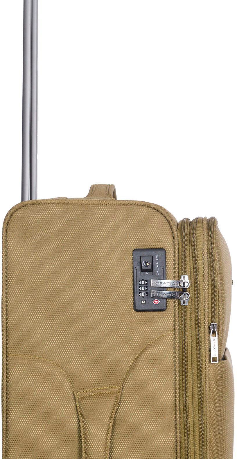 Stratic Weichgepäck-Trolley »Stratic Light + L, khaki«, 4 Rollen, Reisekoffer großer Koffer Aufgabegepäck TSA-Zahlenschloss